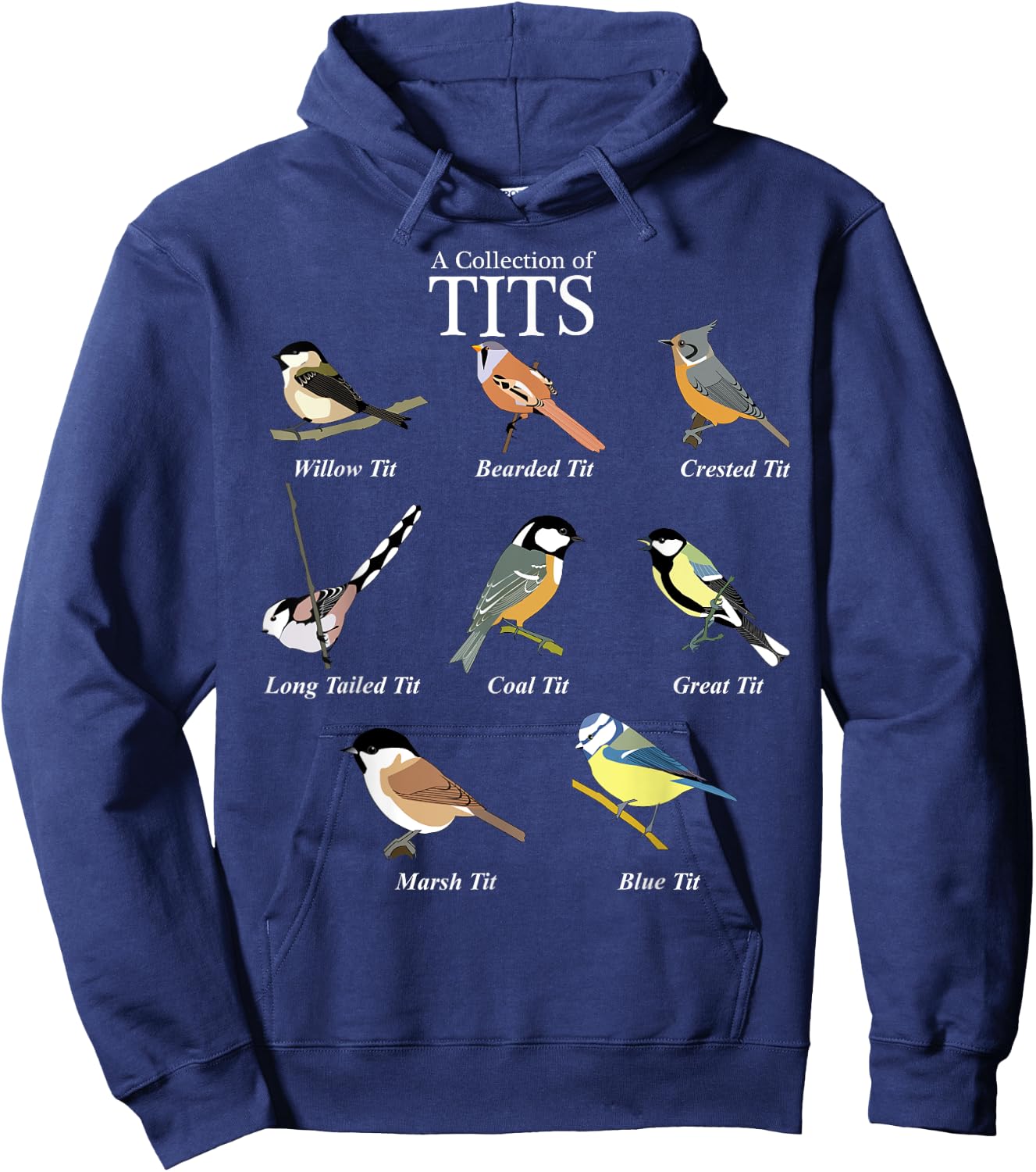 Nerd Funny Tit Birds Birdwatcher Collection of Titten Bird Hoodie - Hoodie | Navy