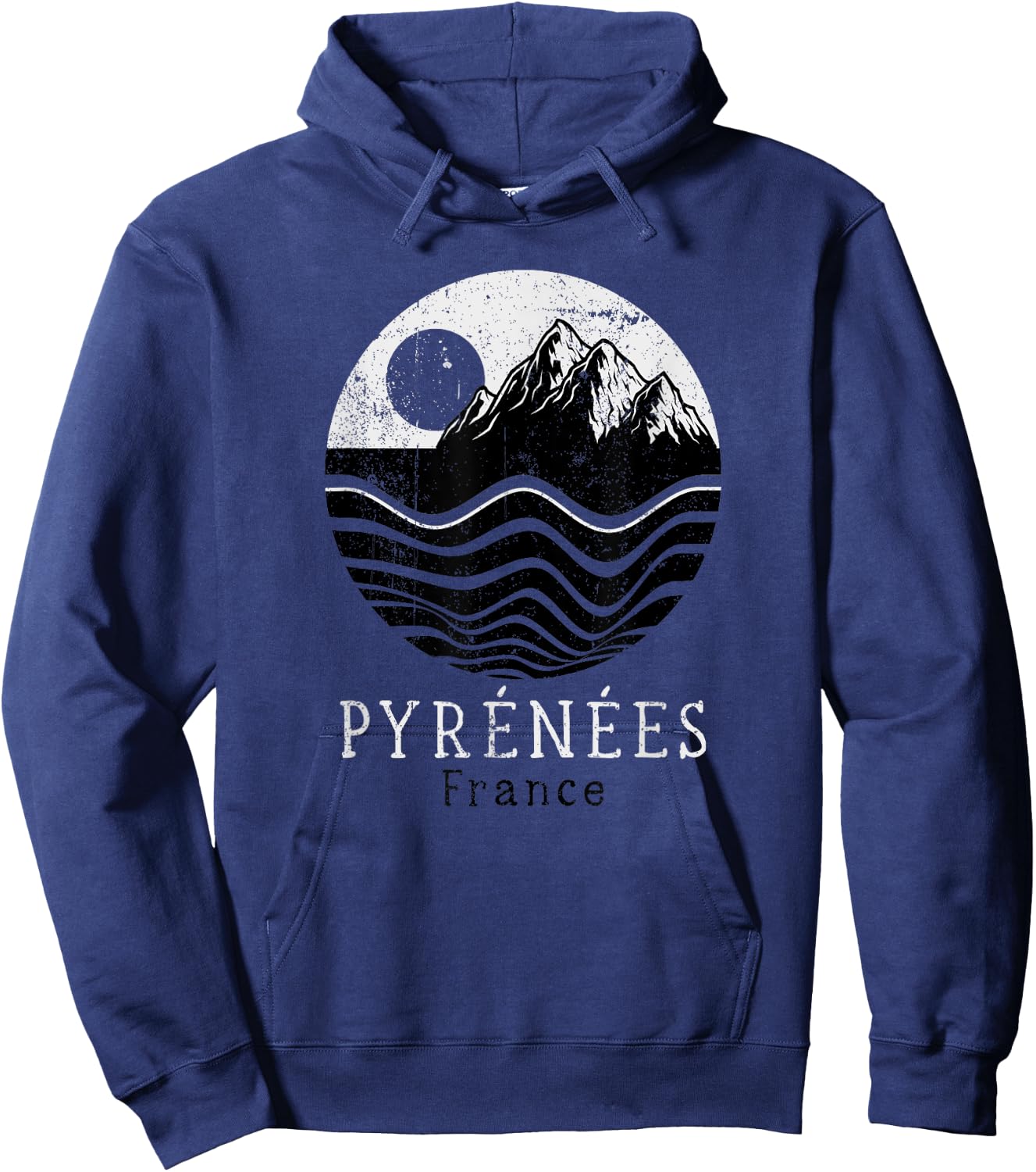 Pyrenees Vintage Mountains Hiking Camping France Retro Hoodie - Hoodie | Navy