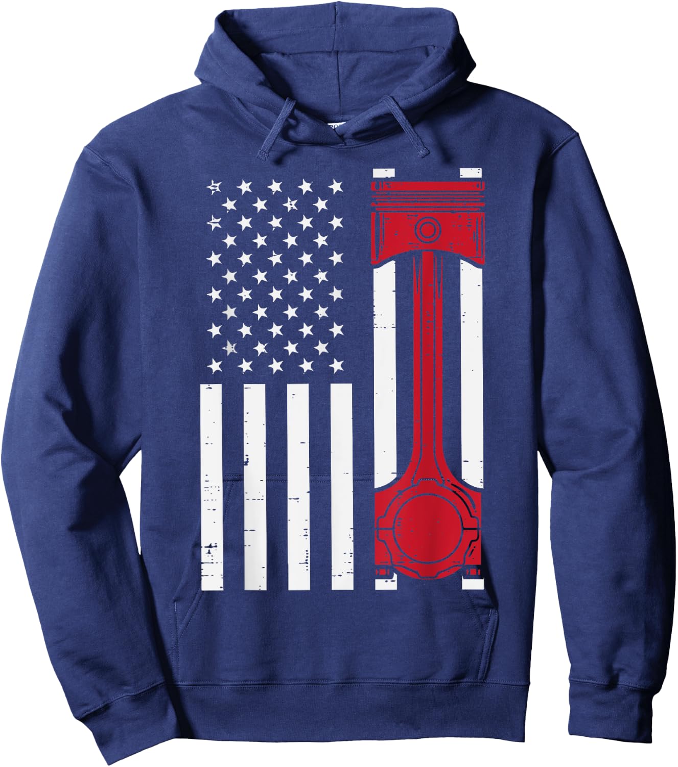 Piston US Flag Car Auto Technician Garage Mechanic Men Dad Hoodie - Hoodie | Navy