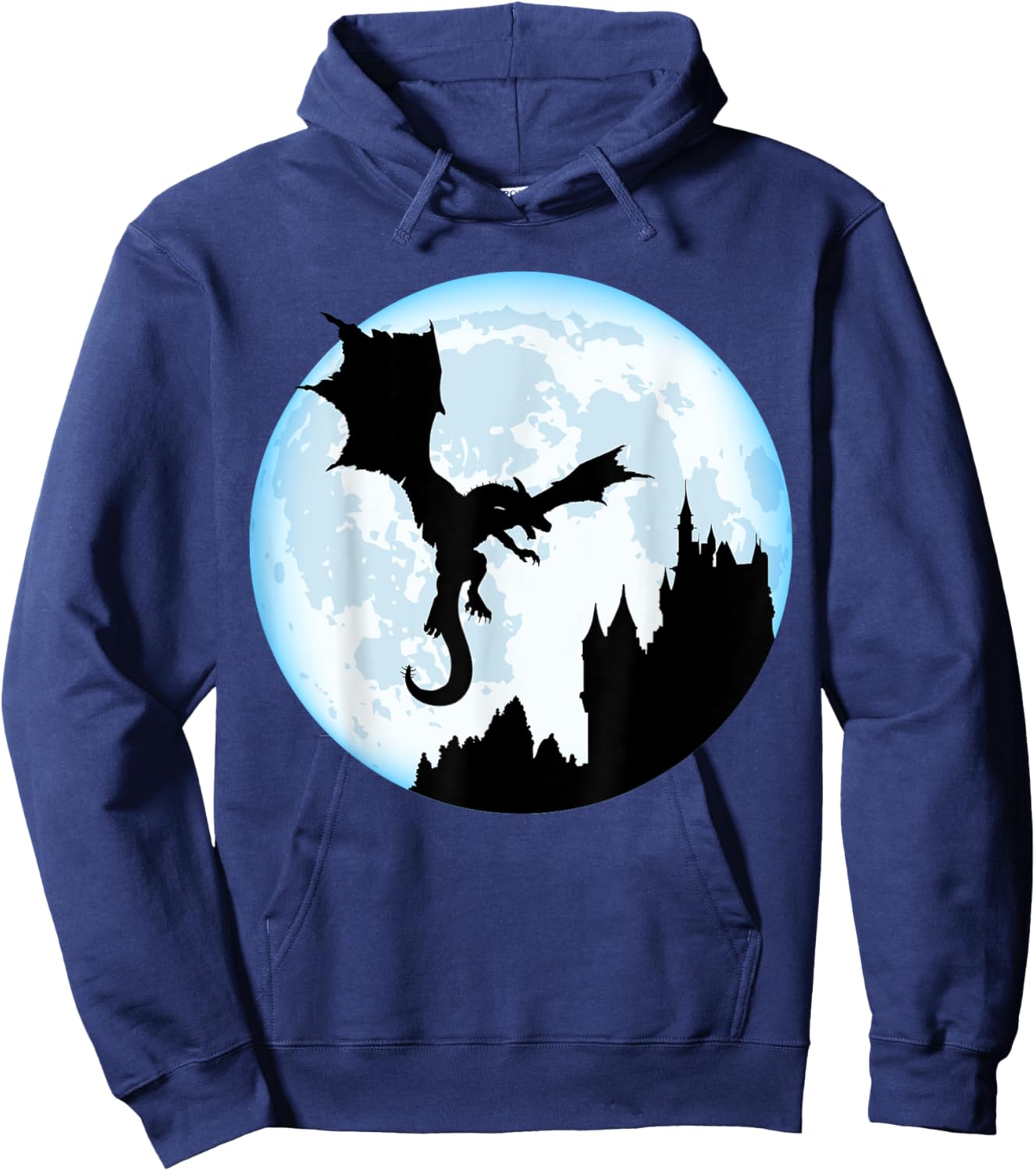 Flying Dragon On The Moon Cool Dragon Lover Dino Lover Gift Hoodie - Hoodie | Navy