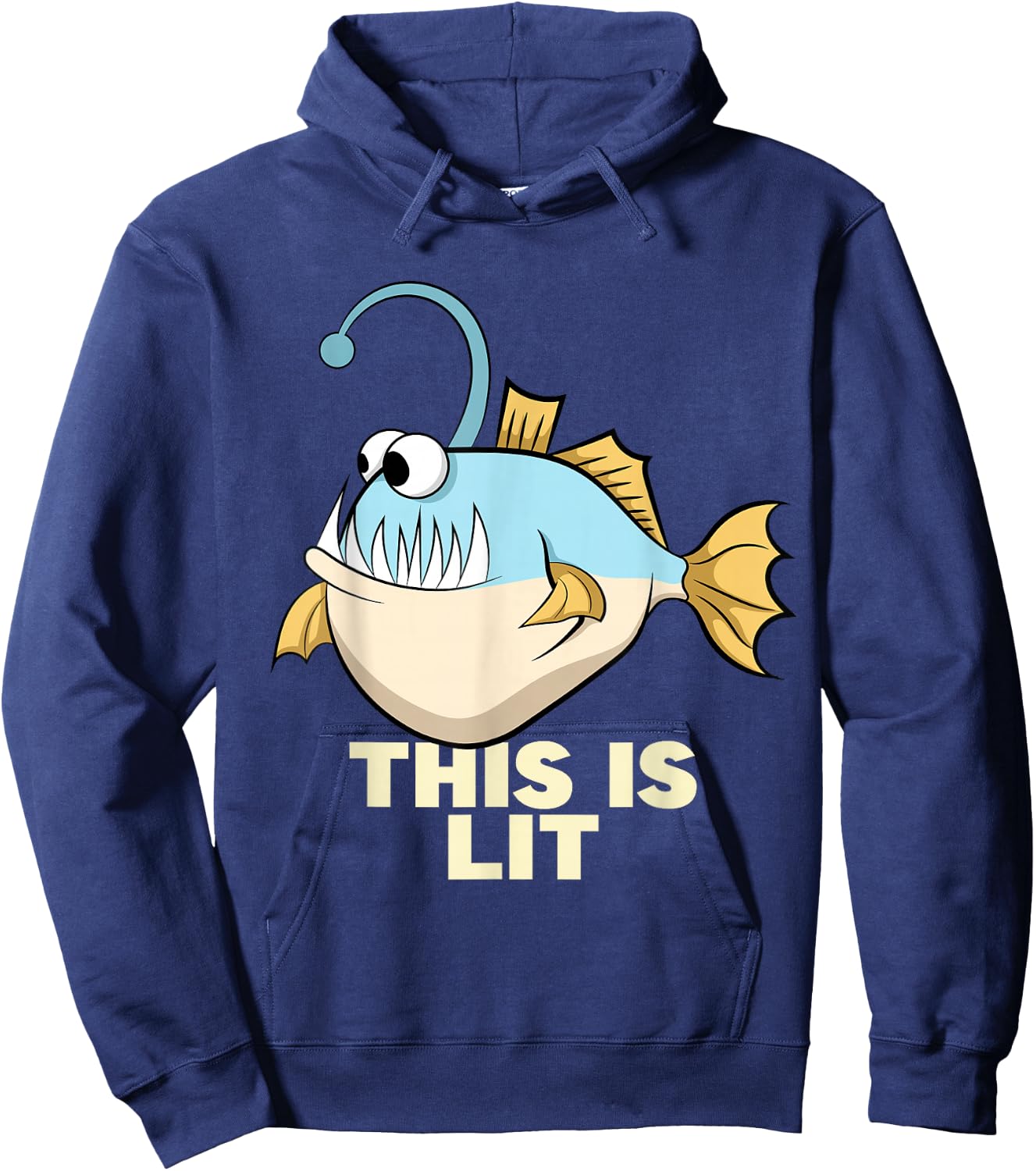 This Is Lit Angler Fish Monster Fishing Fisherman Anglerfish Hoodie - Hoodie | Navy