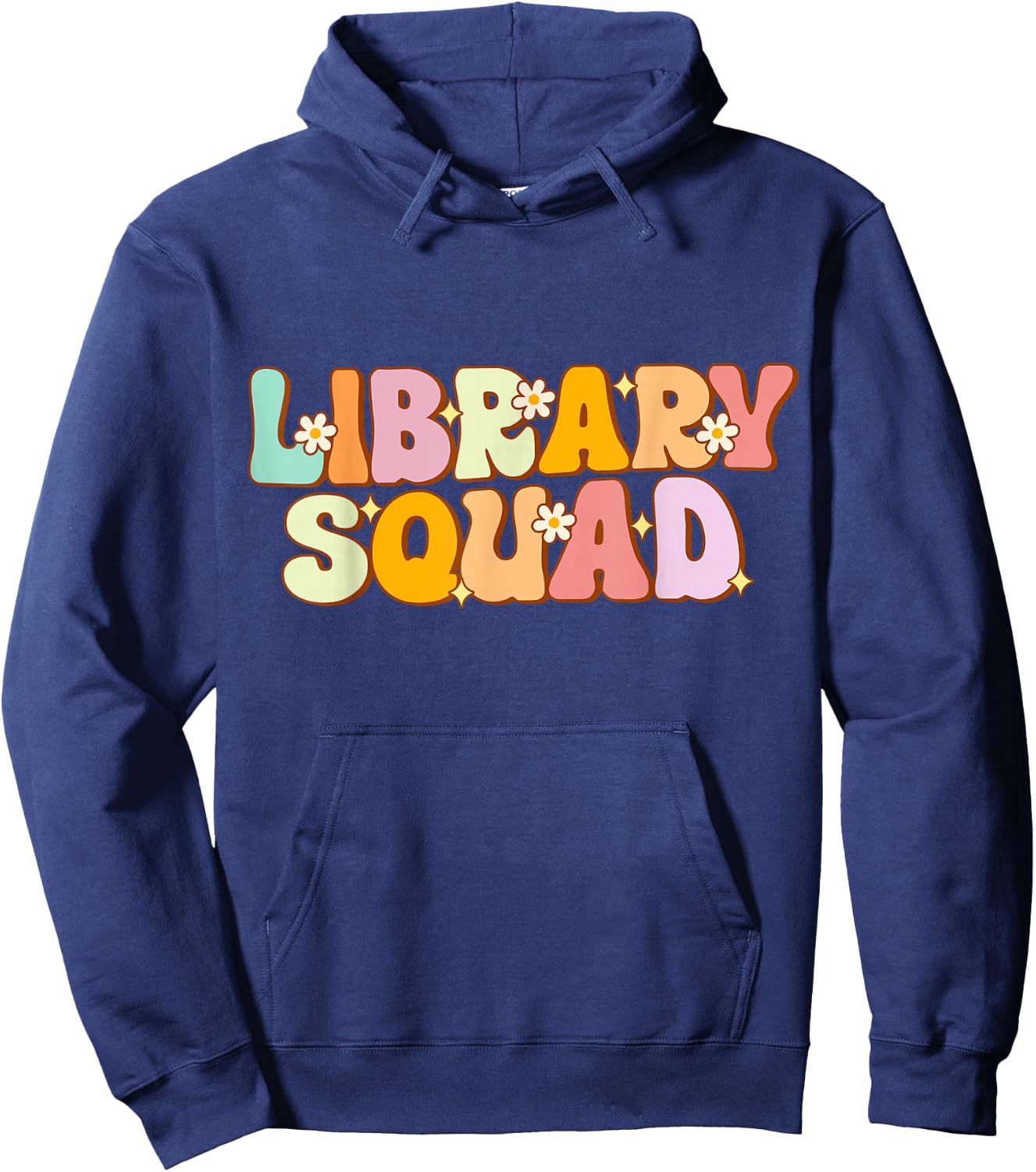 Library Squad Groovy Librarian Bookworm Book Lover Hoodie - Hoodie | Navy
