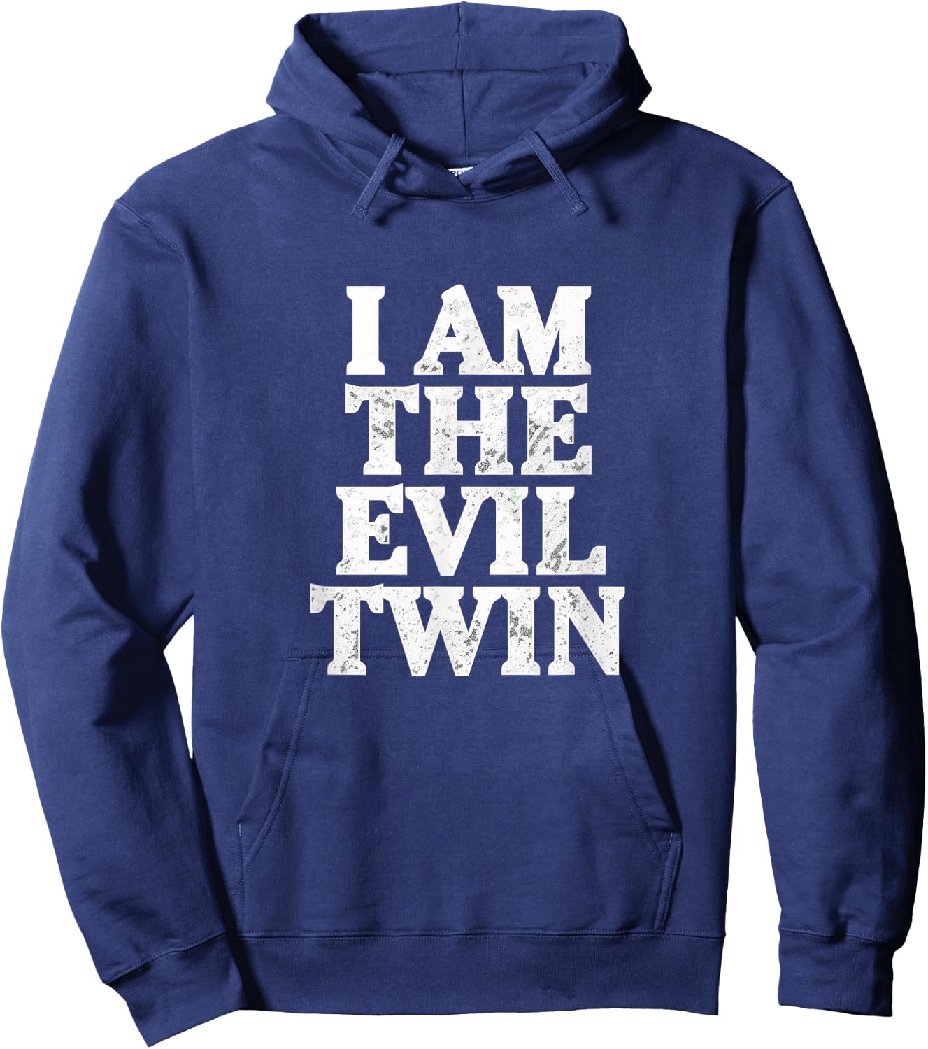 I Am the Evil Twin Distressed Type Hoodie - Hoodie | Navy