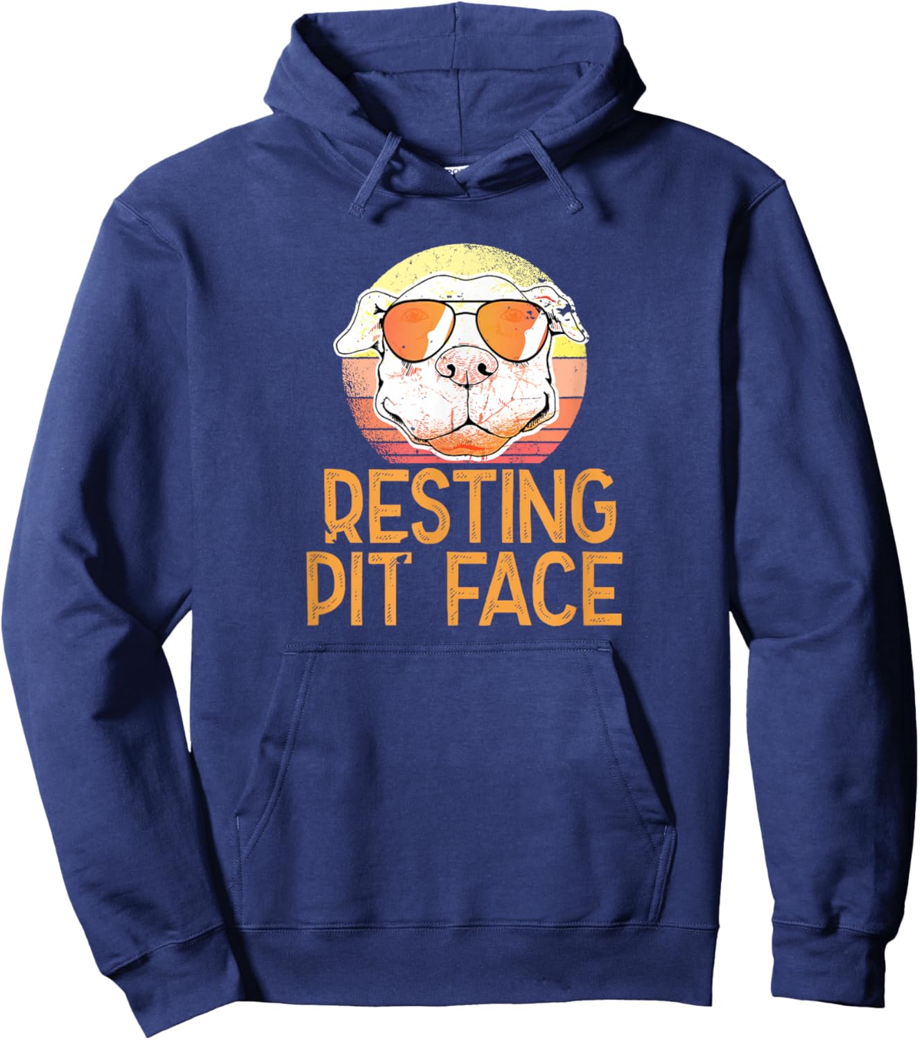 Pitbull With Sunglasses Owner Funny - Resting Pit Face Hoodie - Hoodie | Navy