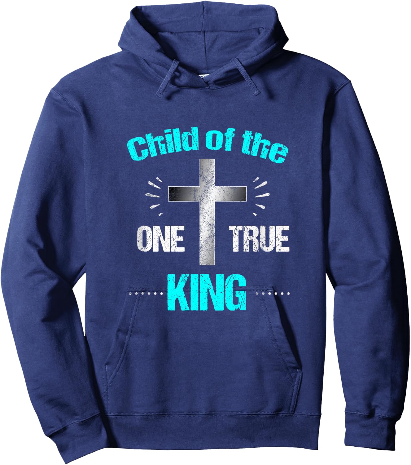 Christian T Shirt Child One True King God Jesus Cross Hoodie - Hoodie | Navy