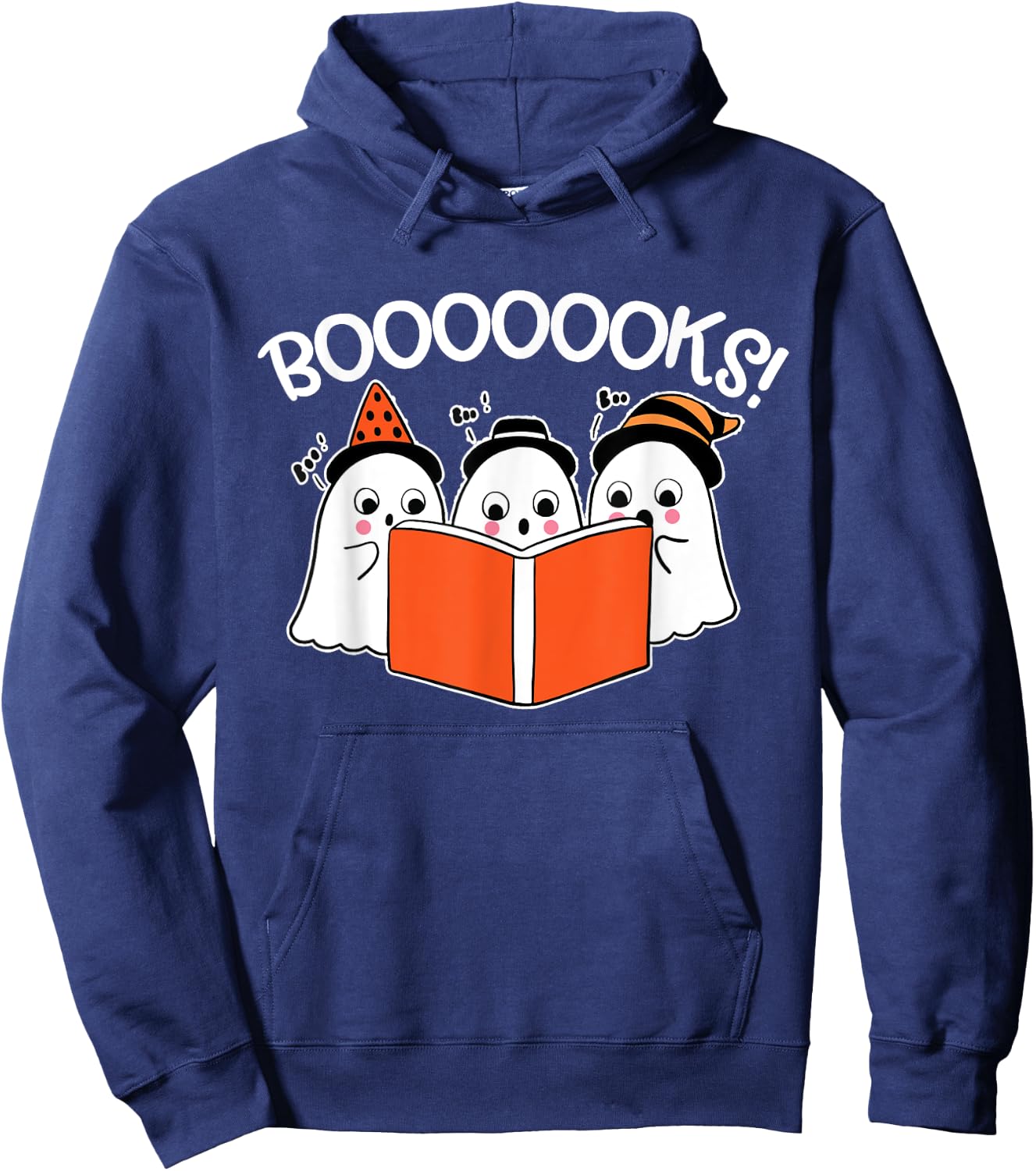 Boooks Lazy DIY Halloween Teacher Funny Ghost Reading Women Kids Hoodie - Hoodie | Navy