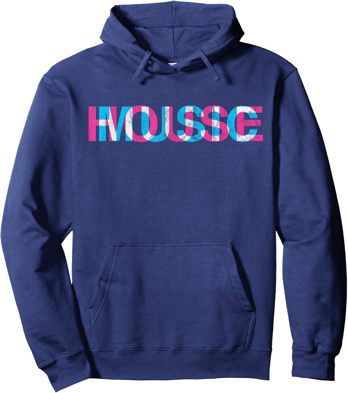 House Music Glitch Optical Illusion - EDM Rave DJ Distressed Hoodie - Hoodie | Navy