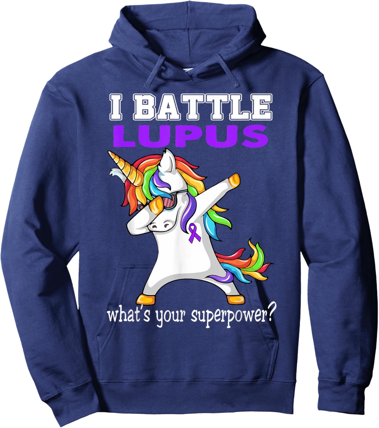 Unicorn I Battle Lupus Awareness Hoodie - Hoodie | Navy