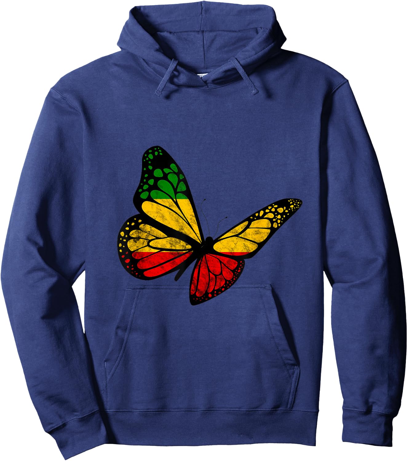 Reggae Butterfly Reggaeton Rastafari Roots Rastafarian Hoodie - Hoodie | Navy