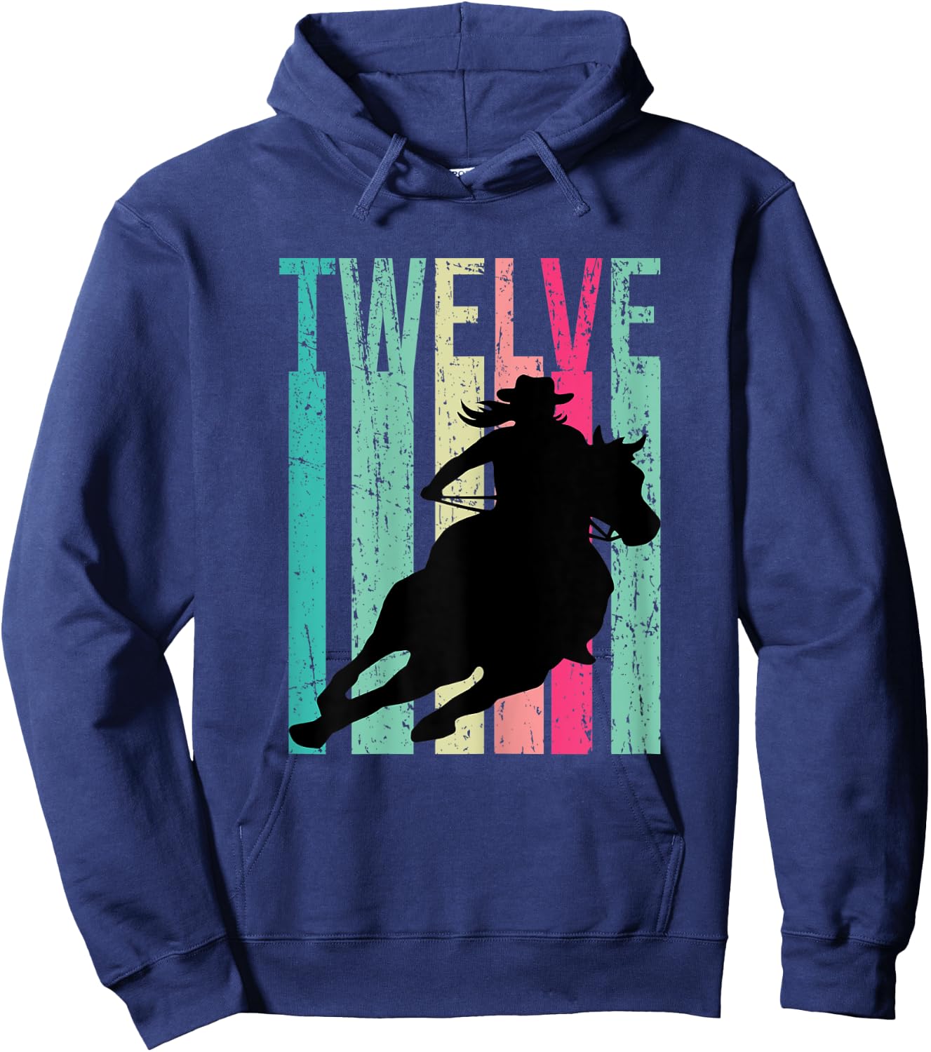 Retro Rodeo 12th Birthday Horse Lover Cowgirl Country 12 Hoodie - Hoodie | Navy