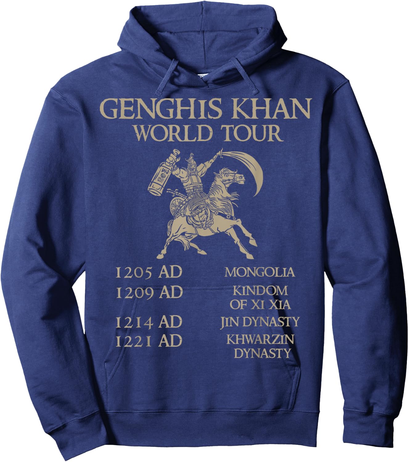 Genghis Khan World Tour - Historic Mongol - Asian History Hoodie - Hoodie | Navy
