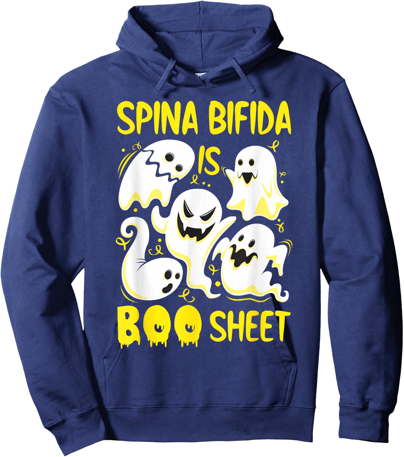 Spina Bifida is Boo Sheet Yellow Boos Funny Halloween Ghost Hoodie - Hoodie | Navy