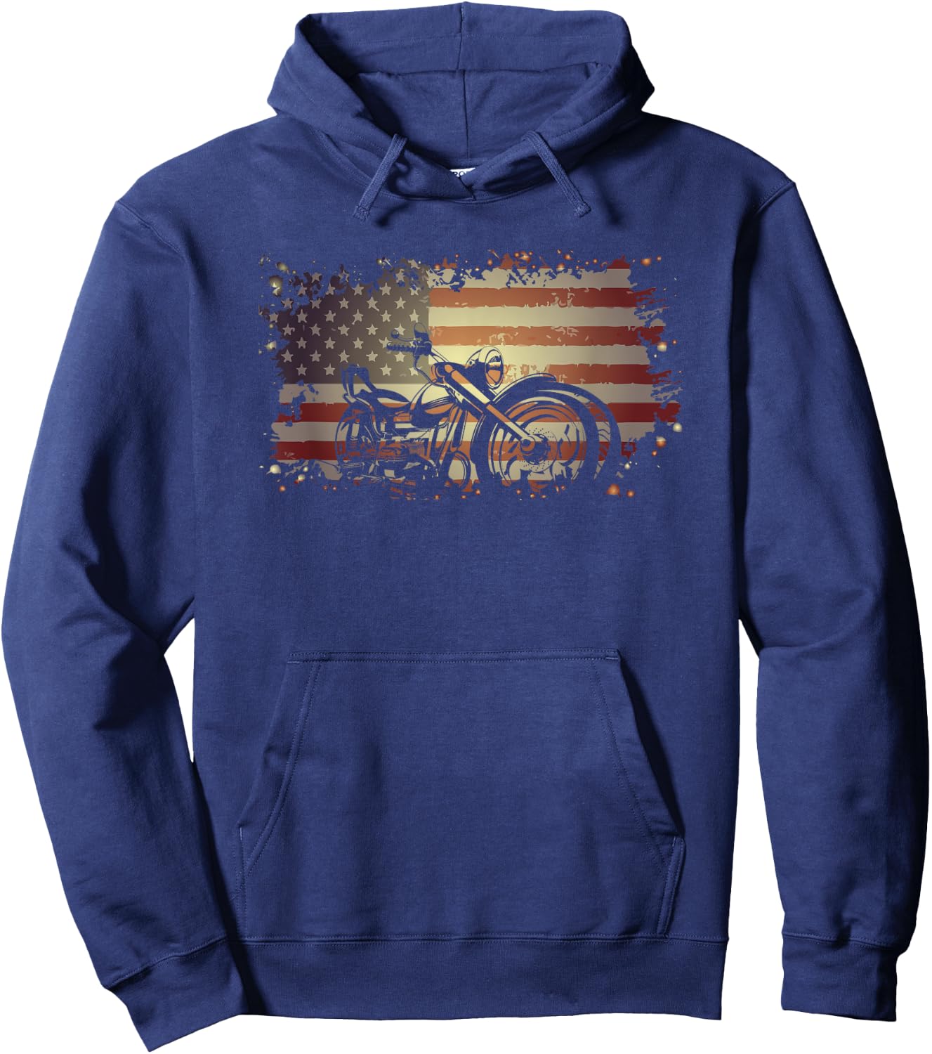 Patriotic American Flag Motorcycle Biker Hoodie - Hoodie | Navy