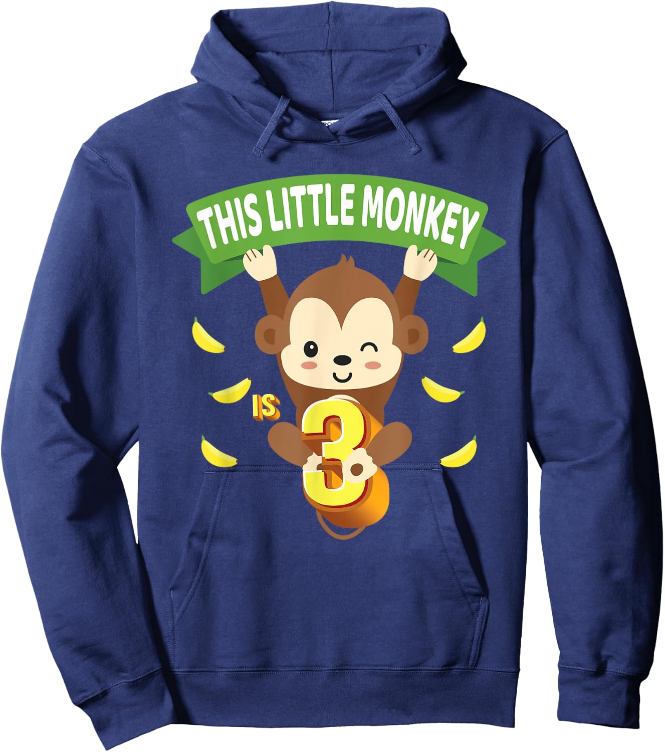 This Little Monkey Is 3 Years Old Kid 3rd Birthday Monkeys Hoodie - Hoodie | Navy