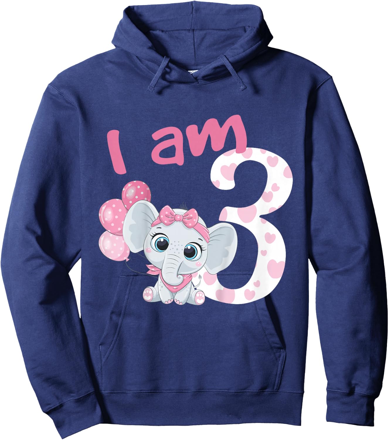 3rd Birthday Shirt Girls Elephant Girl Birthday 3 Years Old Hoodie - Hoodie | Navy