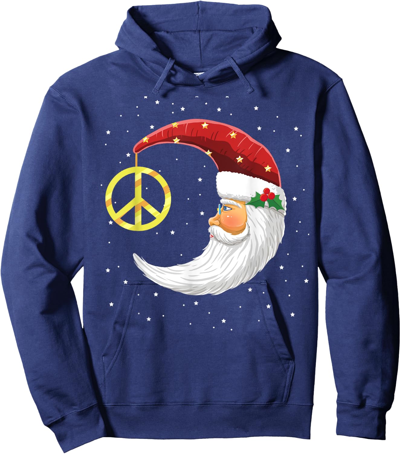 Santa Clause Moon And Star Peace Sign Christmas Dream Hoodie - Hoodie | Navy