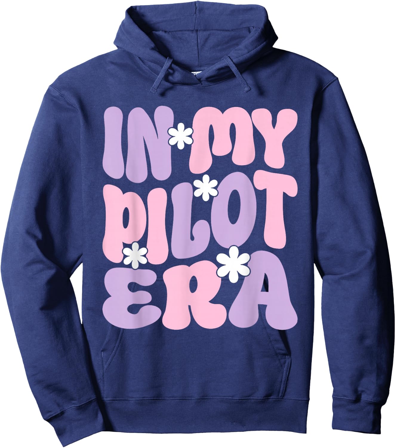 In My Pilot Era Female Pilot Airplanes Aviation Groovy Hoodie - Hoodie | Navy
