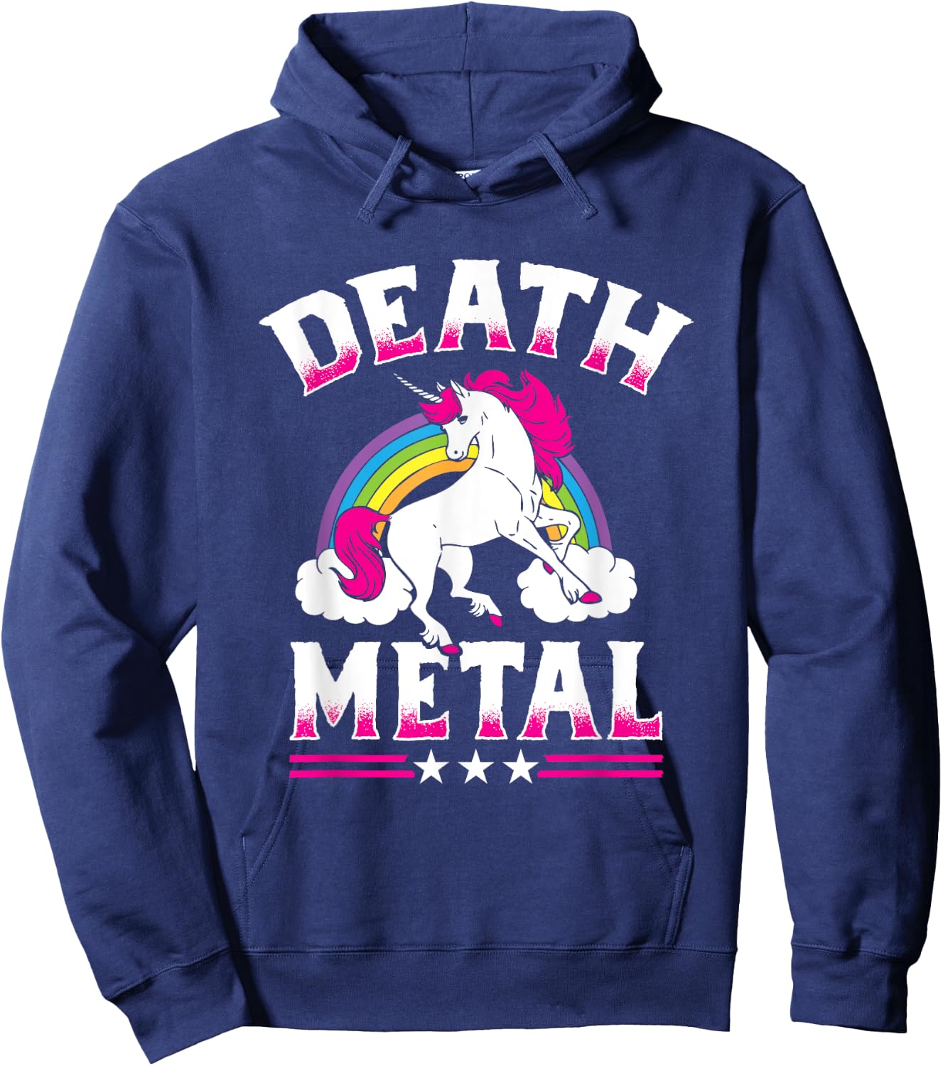 Death Metal Rainbow and Unicorn Heavy Rock Music Lover Gift Hoodie - Hoodie | Navy