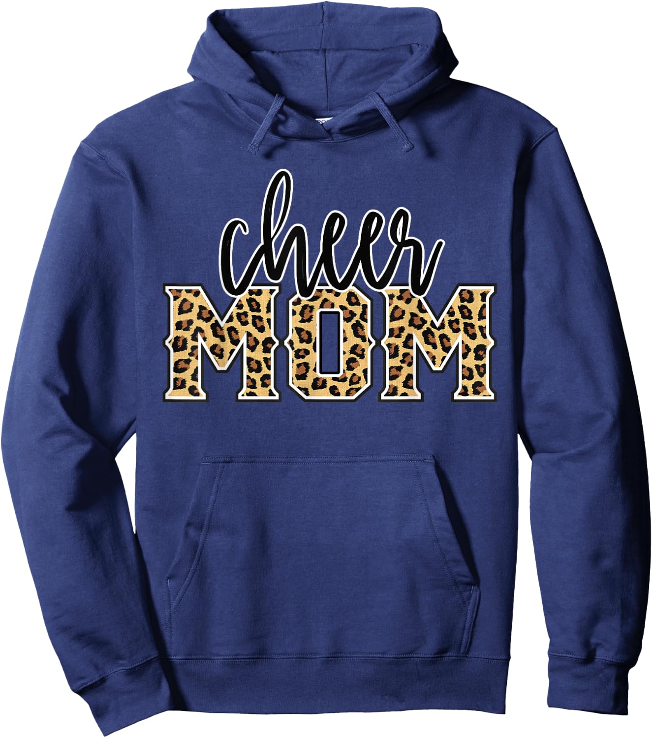 Cheer Mom Leopard Print Proud Cheerleader Mother Hoodie - Hoodie | Navy