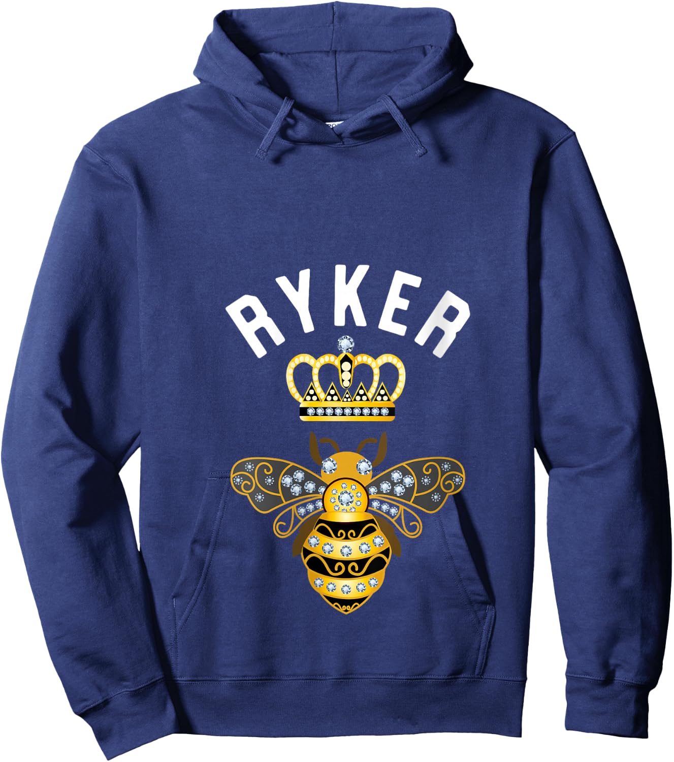 Ryker Name Ryker Birthday Gifts Queen Crown Bee Ryker V-Neck Hoodie - Hoodie | Navy
