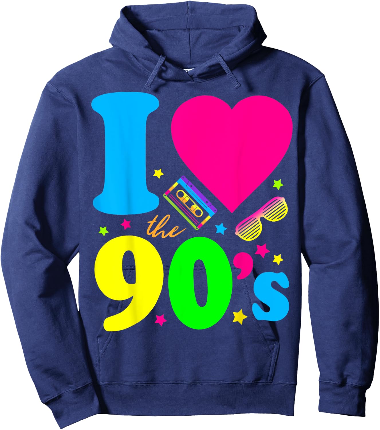 1990's 90s Shirt I Heart the Nineties Hoodie - Hoodie | Navy