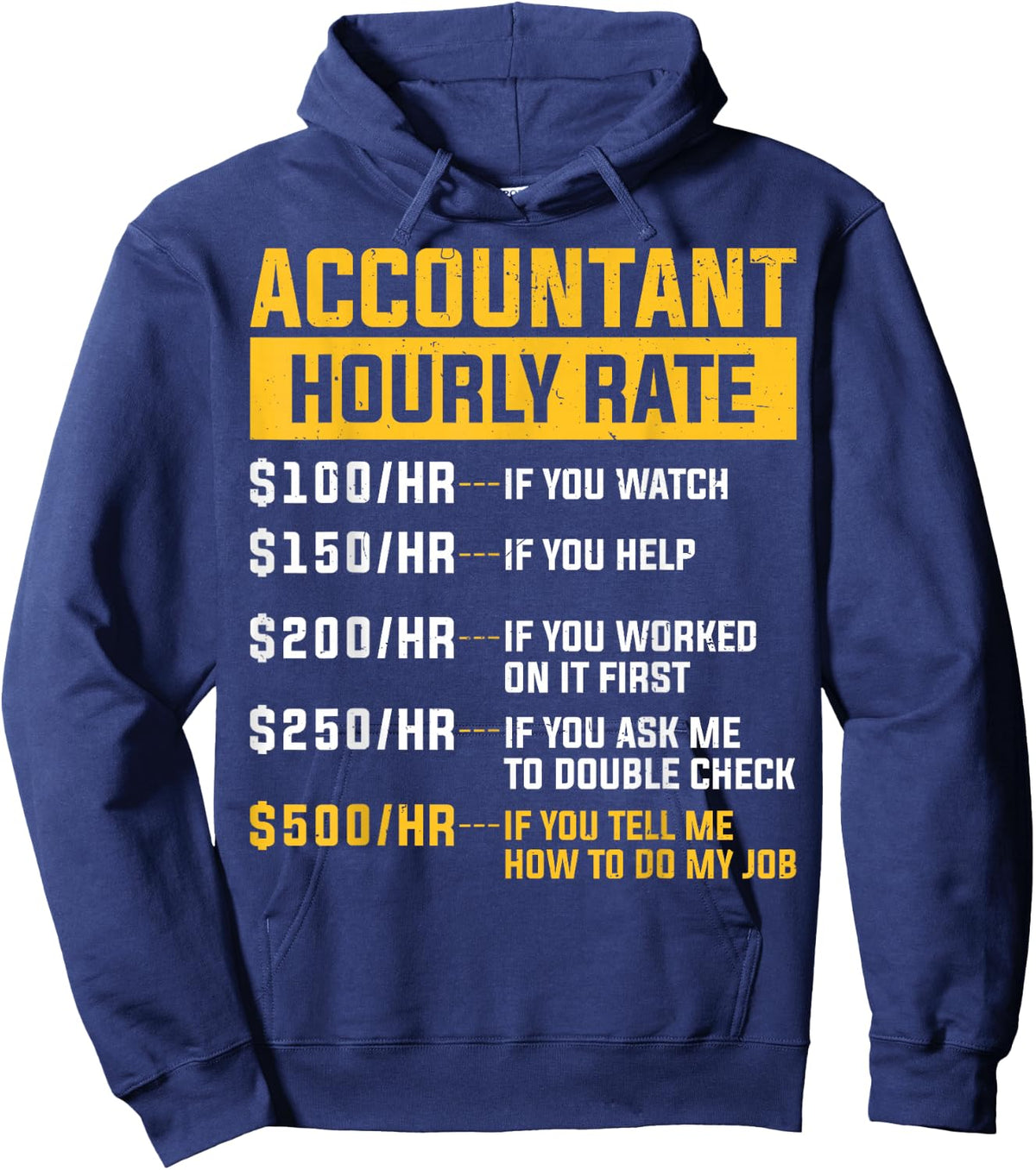 Accountant Hourly Rate Funny Best CPA Officer Accountant Hoodie - Hoodie | Navy