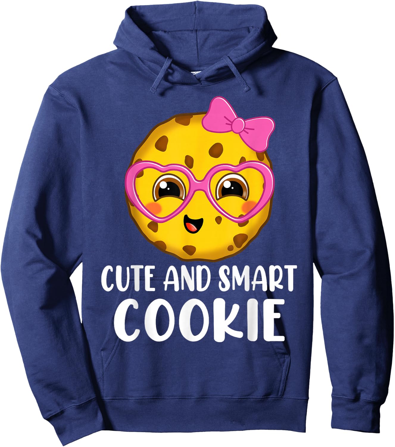 Cute and Smart Cute Kawaii Cookie heart glasses and pink bow Hoodie - Hoodie | Navy