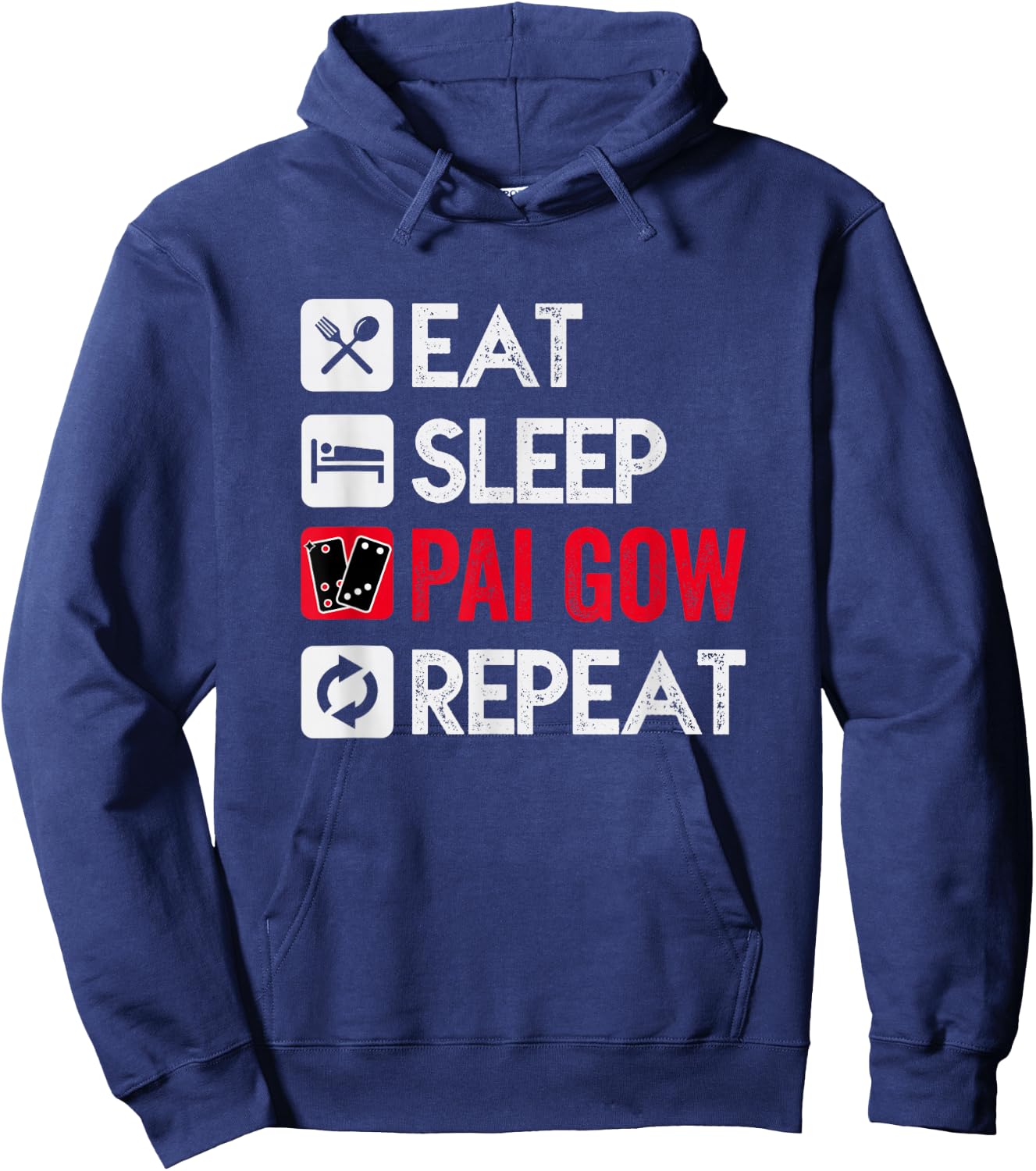 Pai Gow Poker Kingz Men's Adult Black 3X-Large Eat Sleep Pai Gow Repeat Hoodie - Hoodie | Navy
