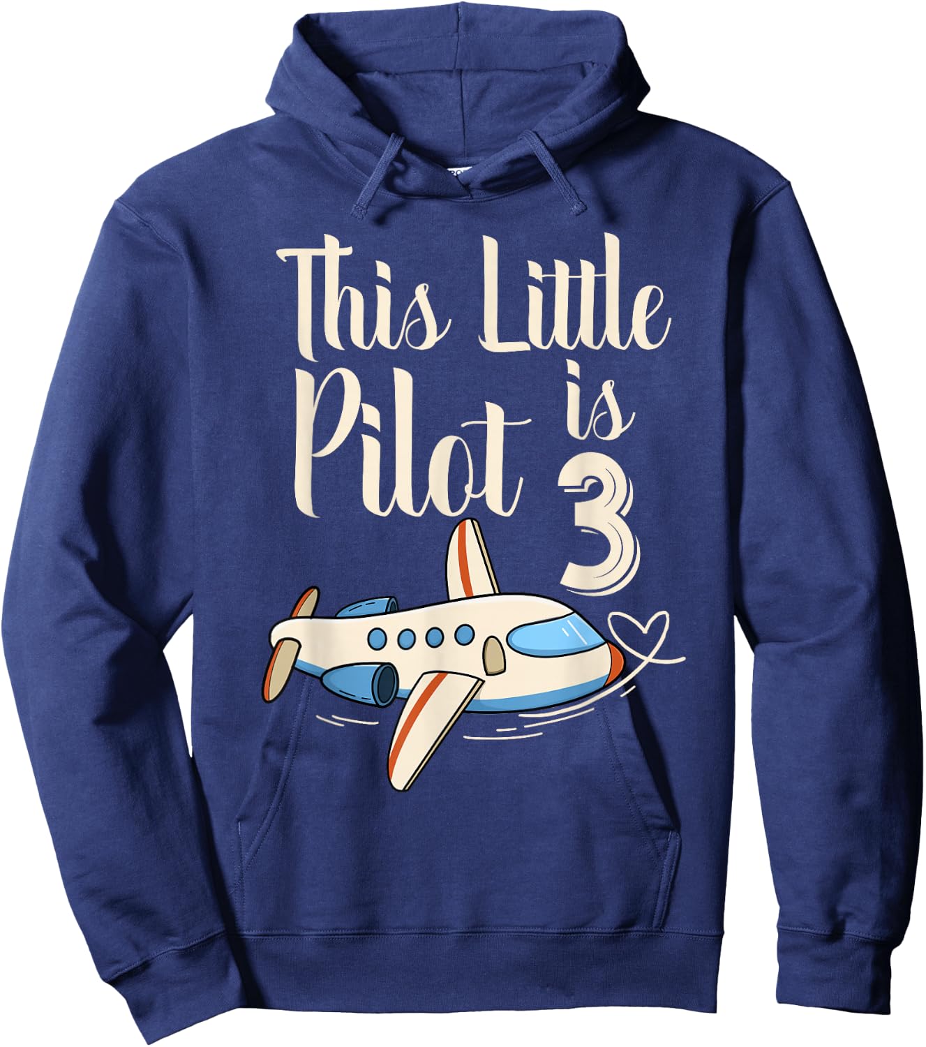 Kids 3 Year Old Boy Girl Airplane Pilot 3rd Birthday Party Hoodie - Hoodie | Navy