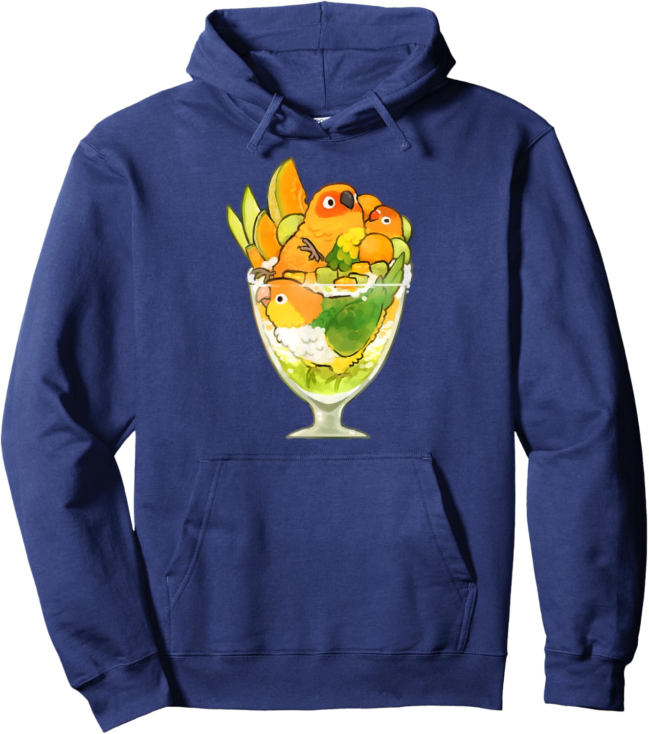 Bird Parfait (Orange) Sun Conure Caique Lovebird Hoodie - Hoodie | Navy