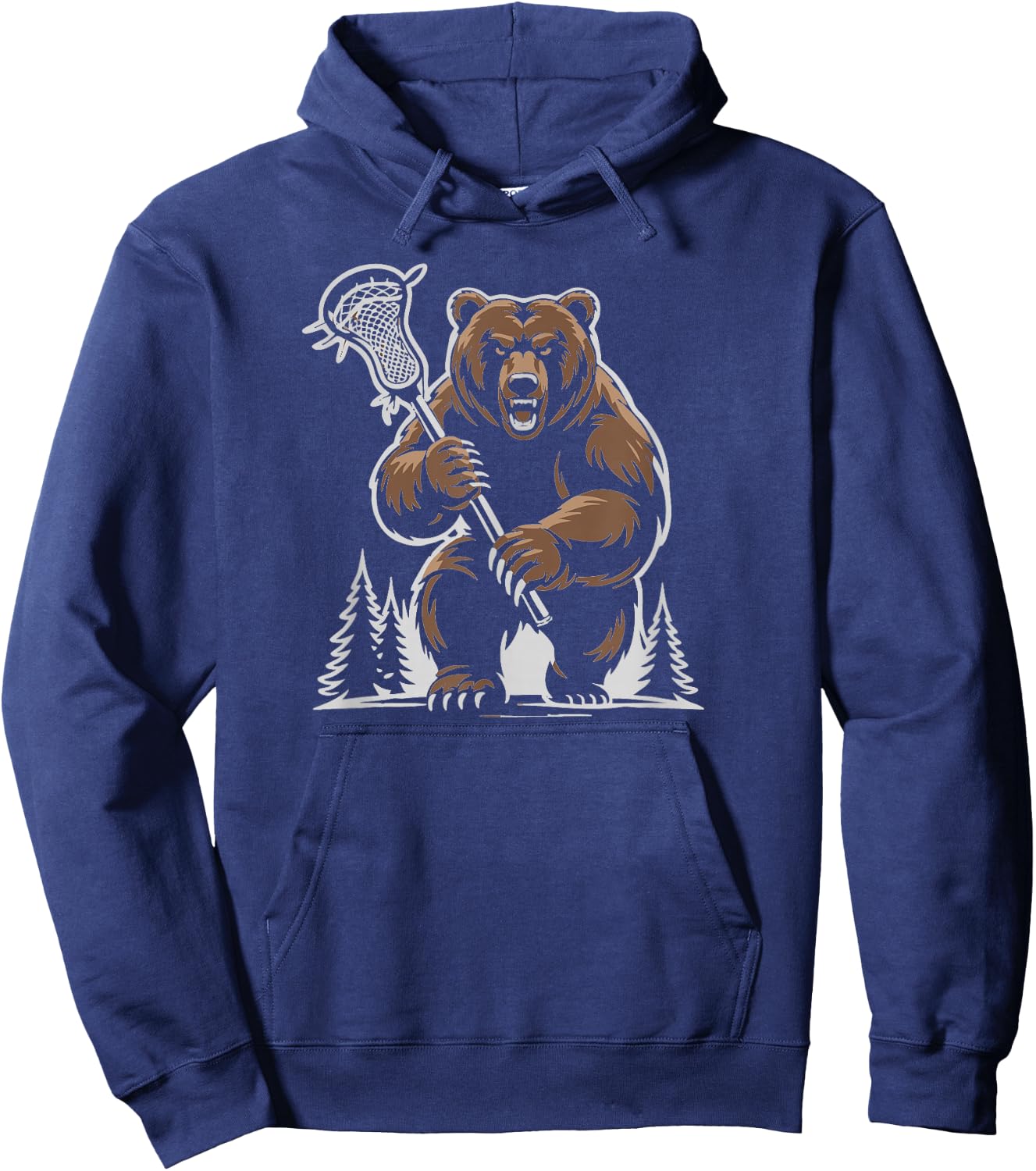 Bears Lacrosse Vintage Lax Mascot Team Lax Stick Hoodie - Hoodie | Navy