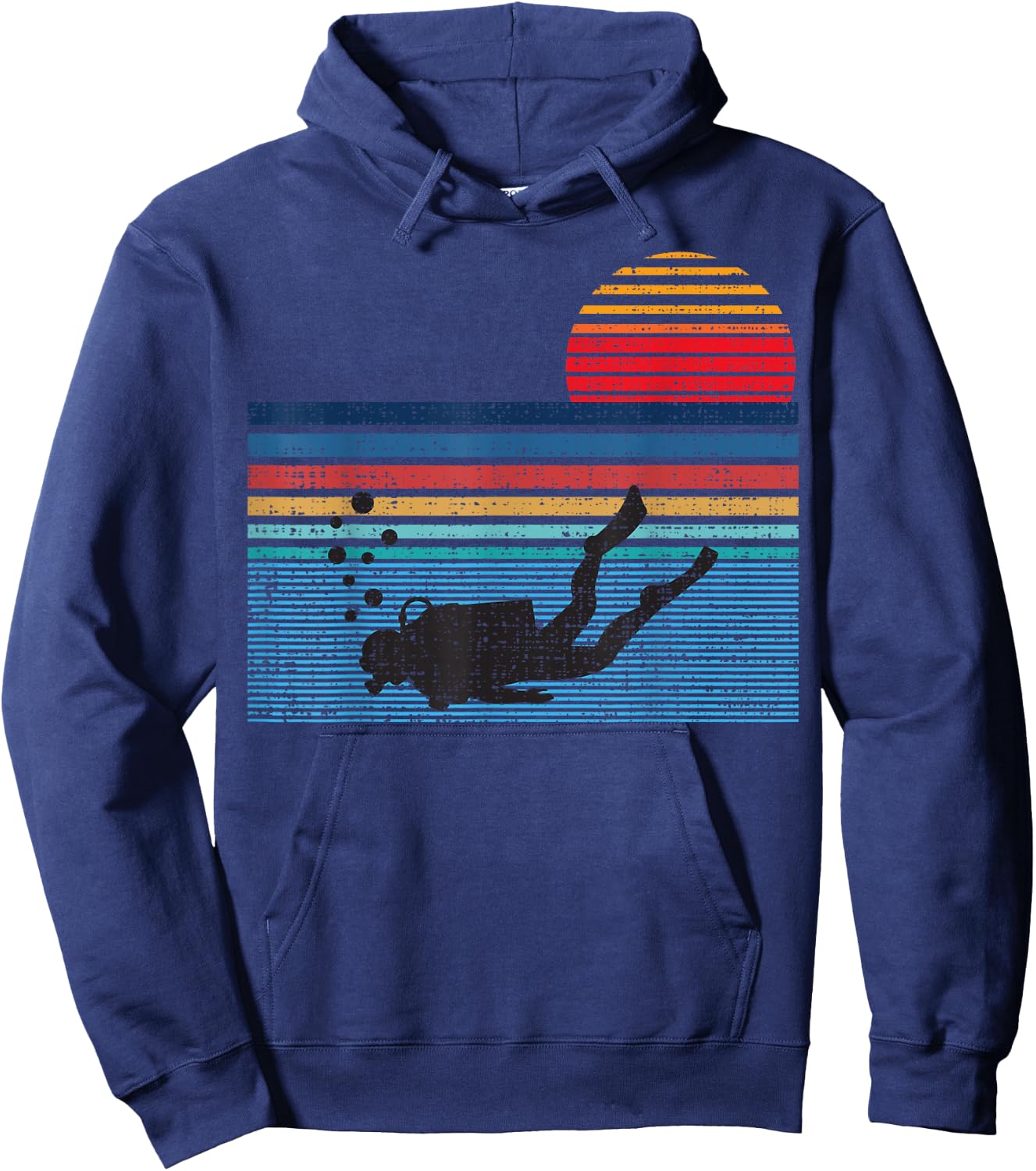 Vintage Retro Scuba Diving 80s Scuba Diver Shirt Hoodie - Hoodie | Navy