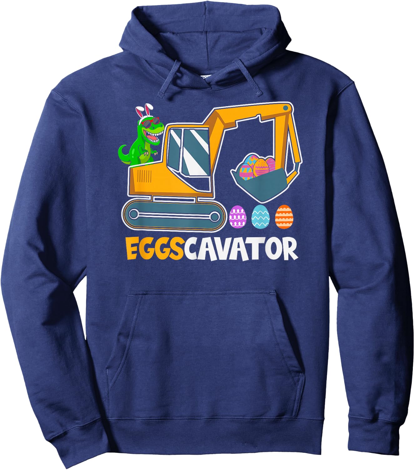 EGGSCAVATOR Eggs Cavator Kids Toddlers Cute Easter Egg Hunt Hoodie - Hoodie | Navy