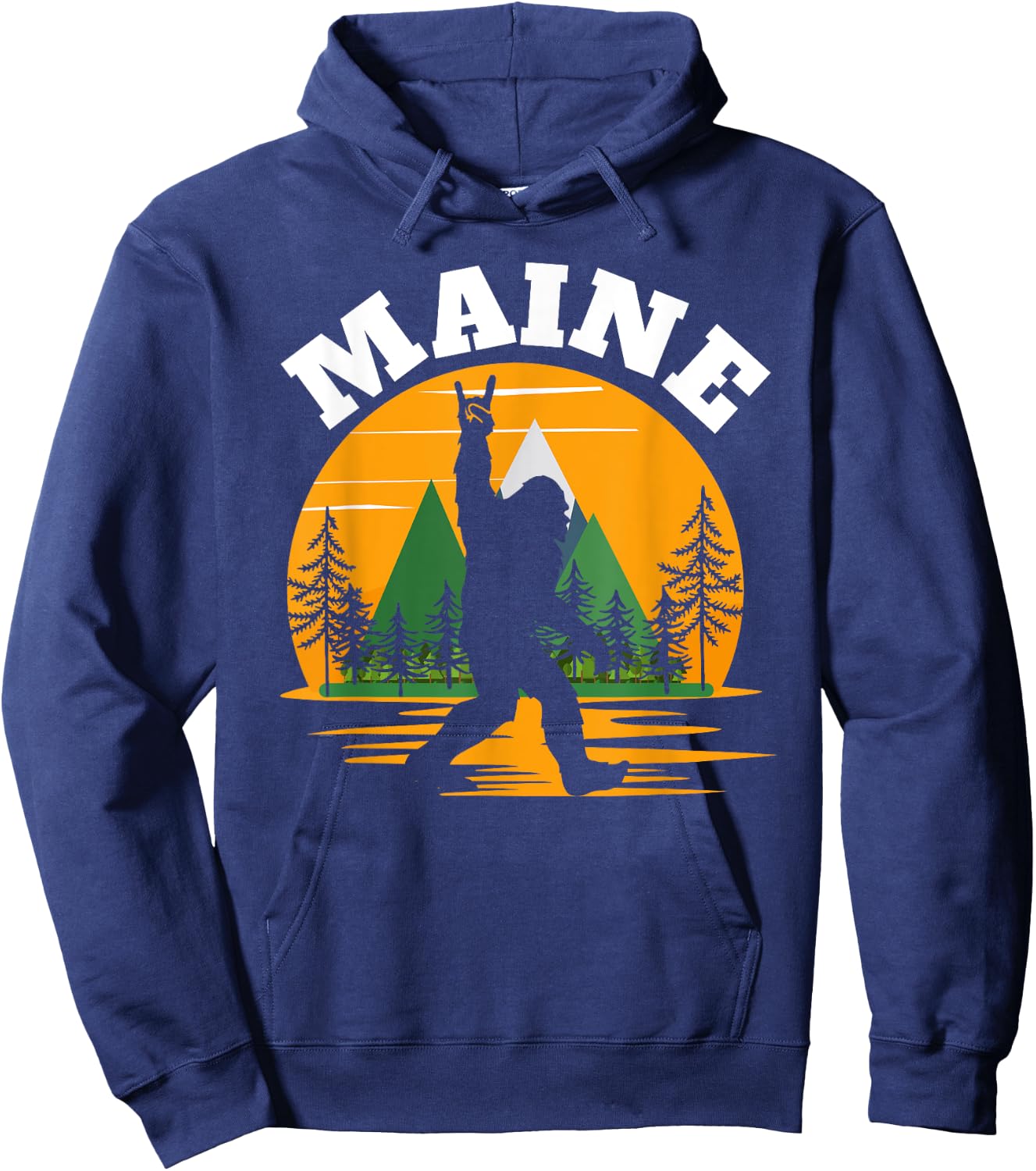 Maine US State Bigfoot Sasquatch Hoodie - Hoodie | Navy