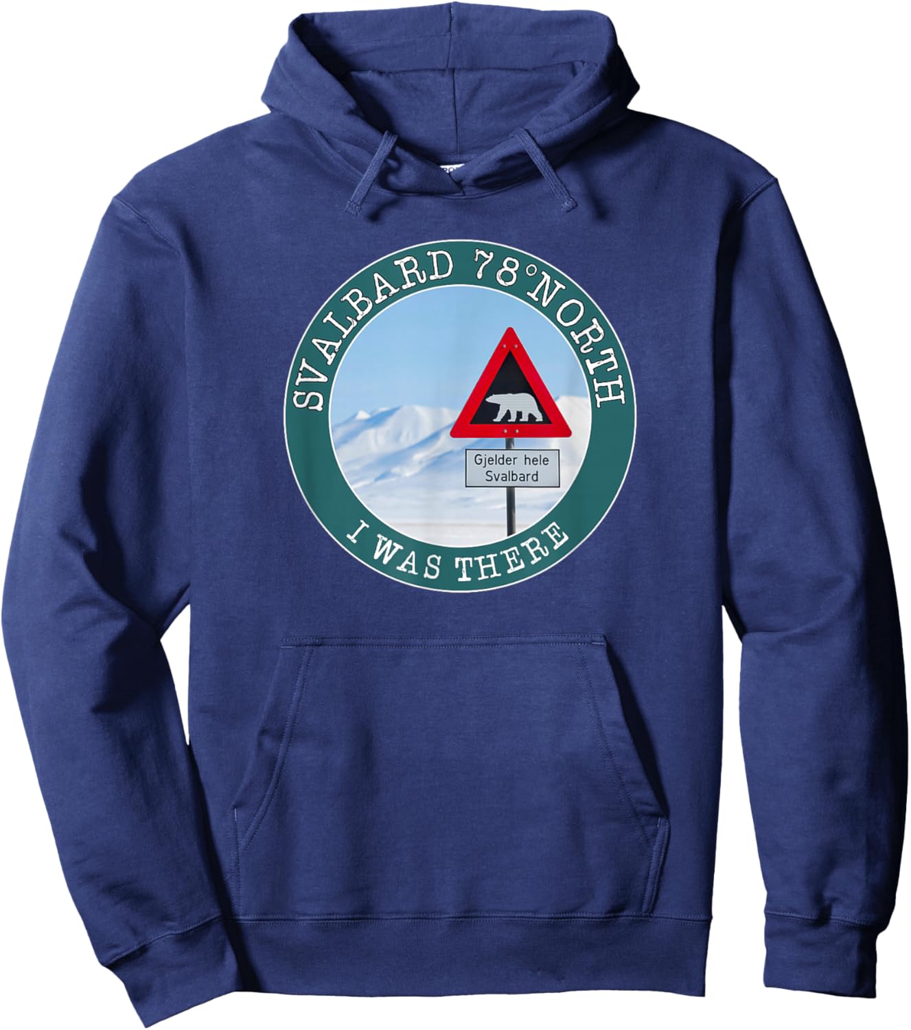 Svalbard 78° North signal with bear at north pole Hoodie - Hoodie | Navy