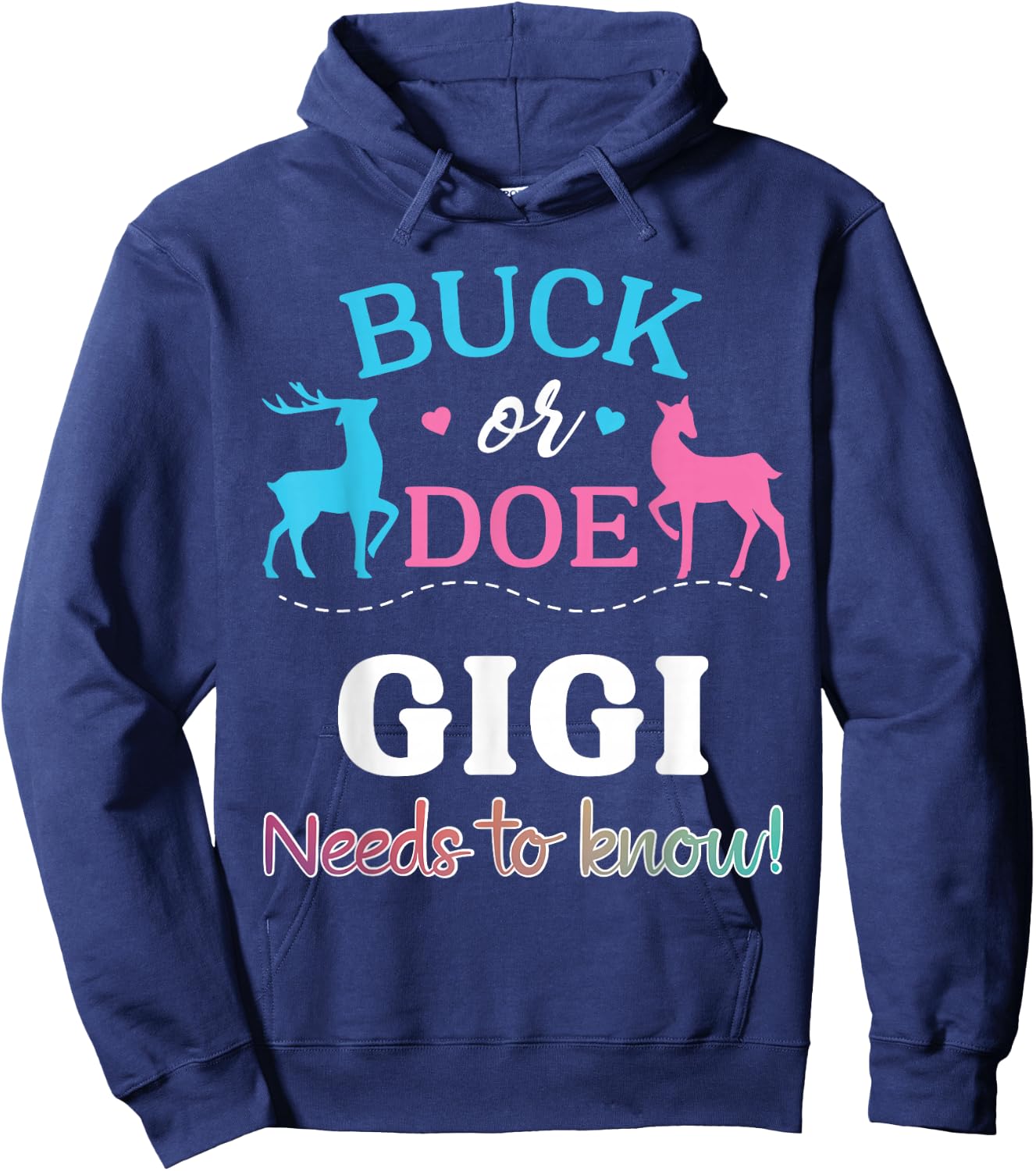 Gender Reveal Buck or Doe GIGI Matching Baby Shower Party Hoodie - Hoodie | Navy