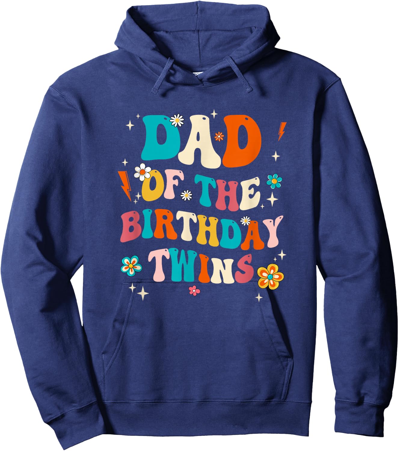 Dad of The Birthday Twins Boys Girls Party Retro Bday Hoodie - Hoodie | Navy