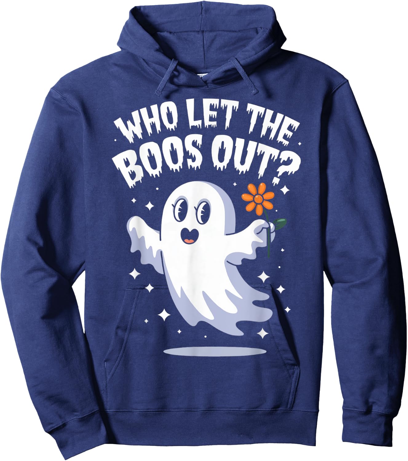 Funny Halloween Spooky Season Cute Pun Who Let The Boos Out Hoodie - Hoodie | Navy
