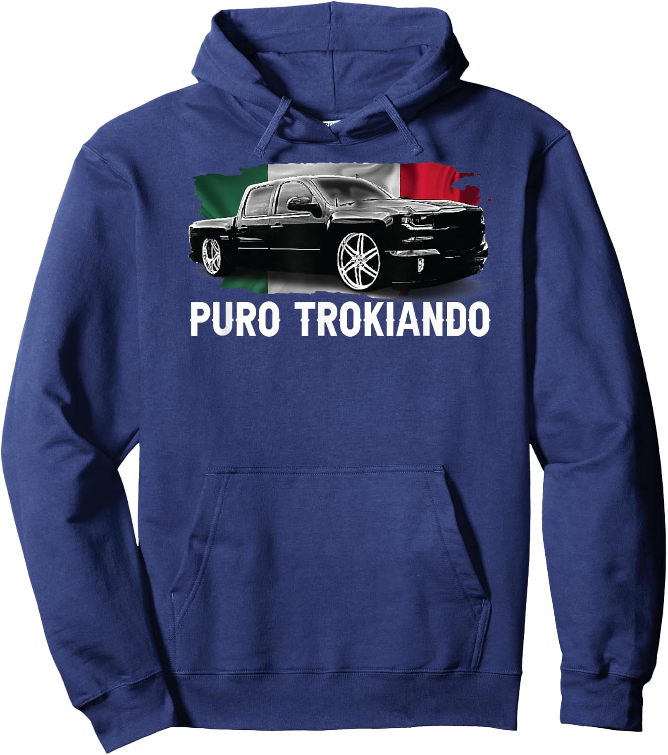 Puro Trokiando double cab slammed mexican flag vintage Hoodie - Hoodie | Navy