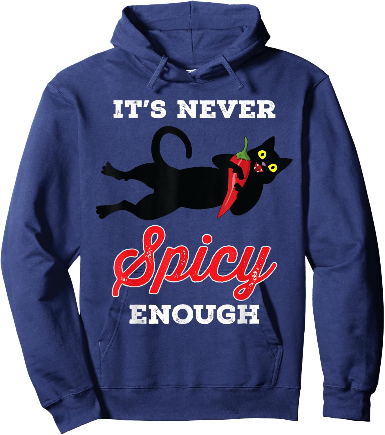 Mexican Spicy Food Shirt Hot Chili Red Pepper Black Cat Hoodie - Hoodie | Navy