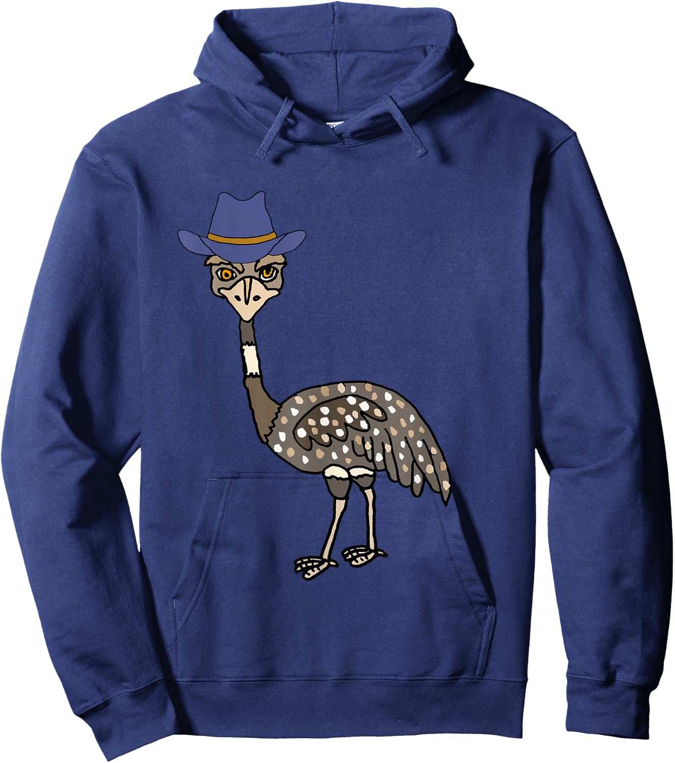 Smileteesanim Funny Emu Bird wearing Cowboy hat Cartoon Hoodie - Hoodie | Navy