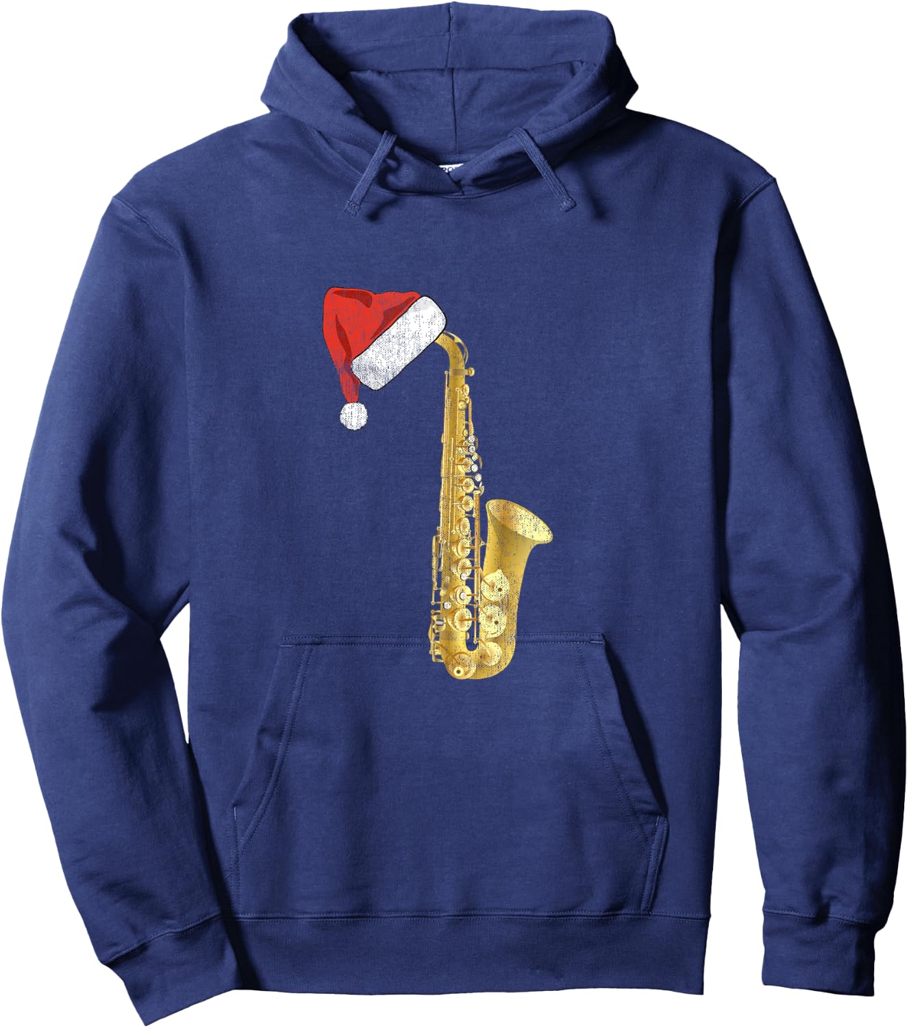 Christmas Saxophone Santa Hat Sax Player Holiday Music Hoodie - Hoodie | Navy