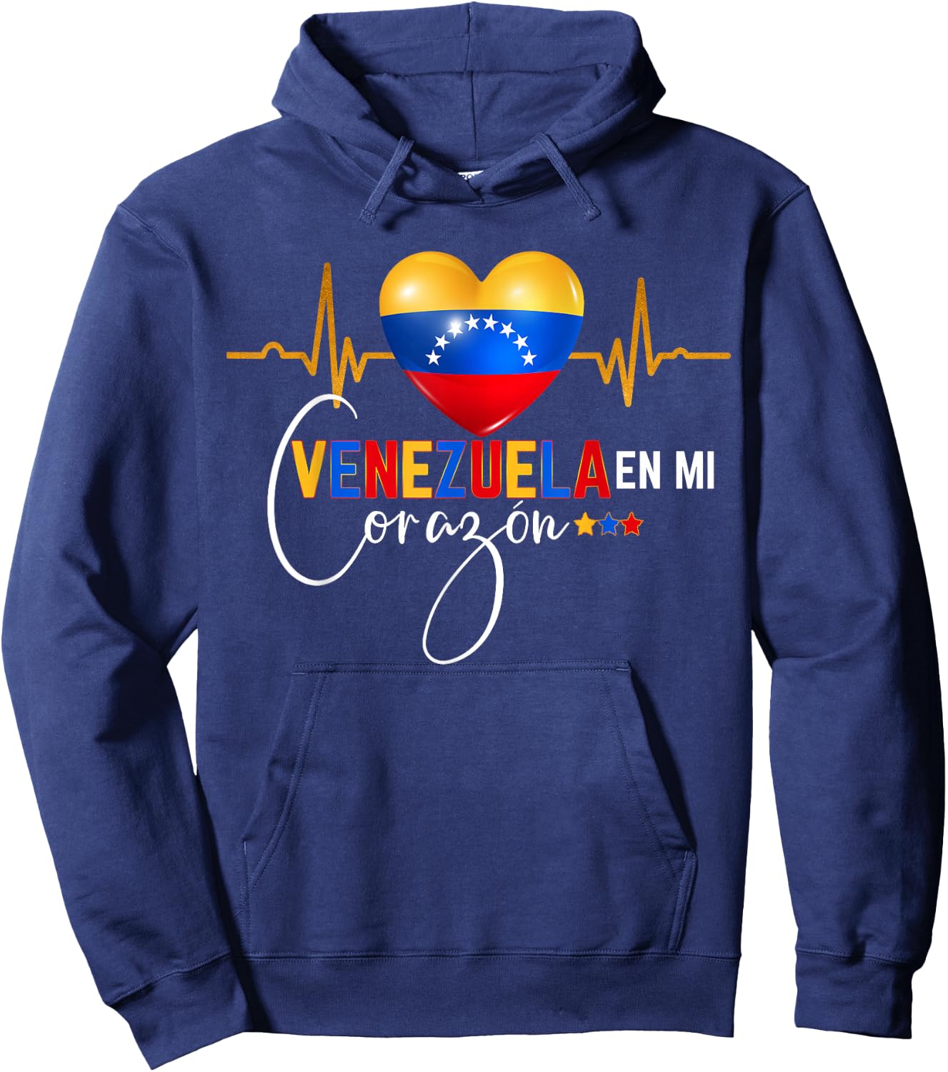 Venezuela en el Corazon Venezuelan Pride Small Hoodie - Hoodie | Navy