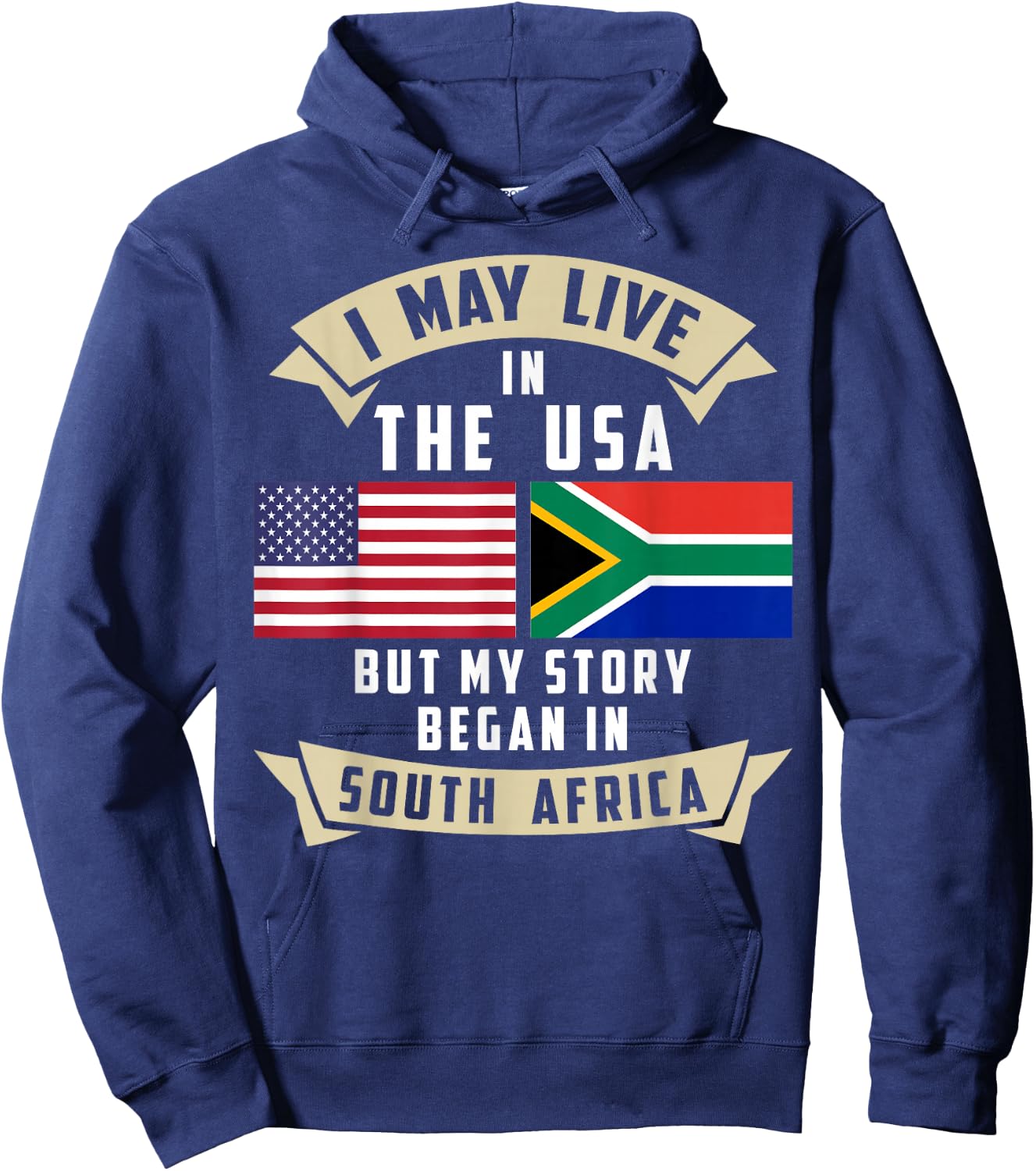 South Africa American Flag USA South African Roots Hoodie - Hoodie | Navy