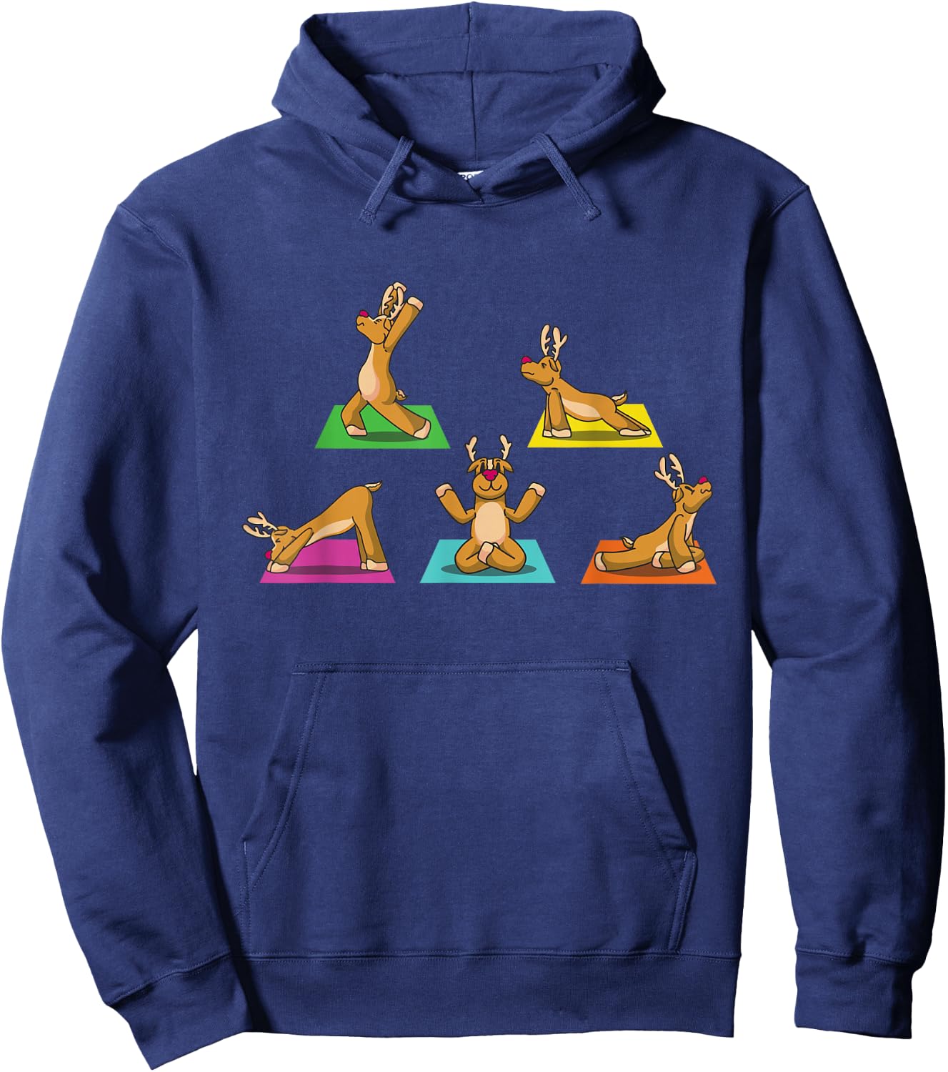 Reindeer Yoga Outfit Ladies Meditation Santa Claus Christmas Hoodie - Hoodie | Navy