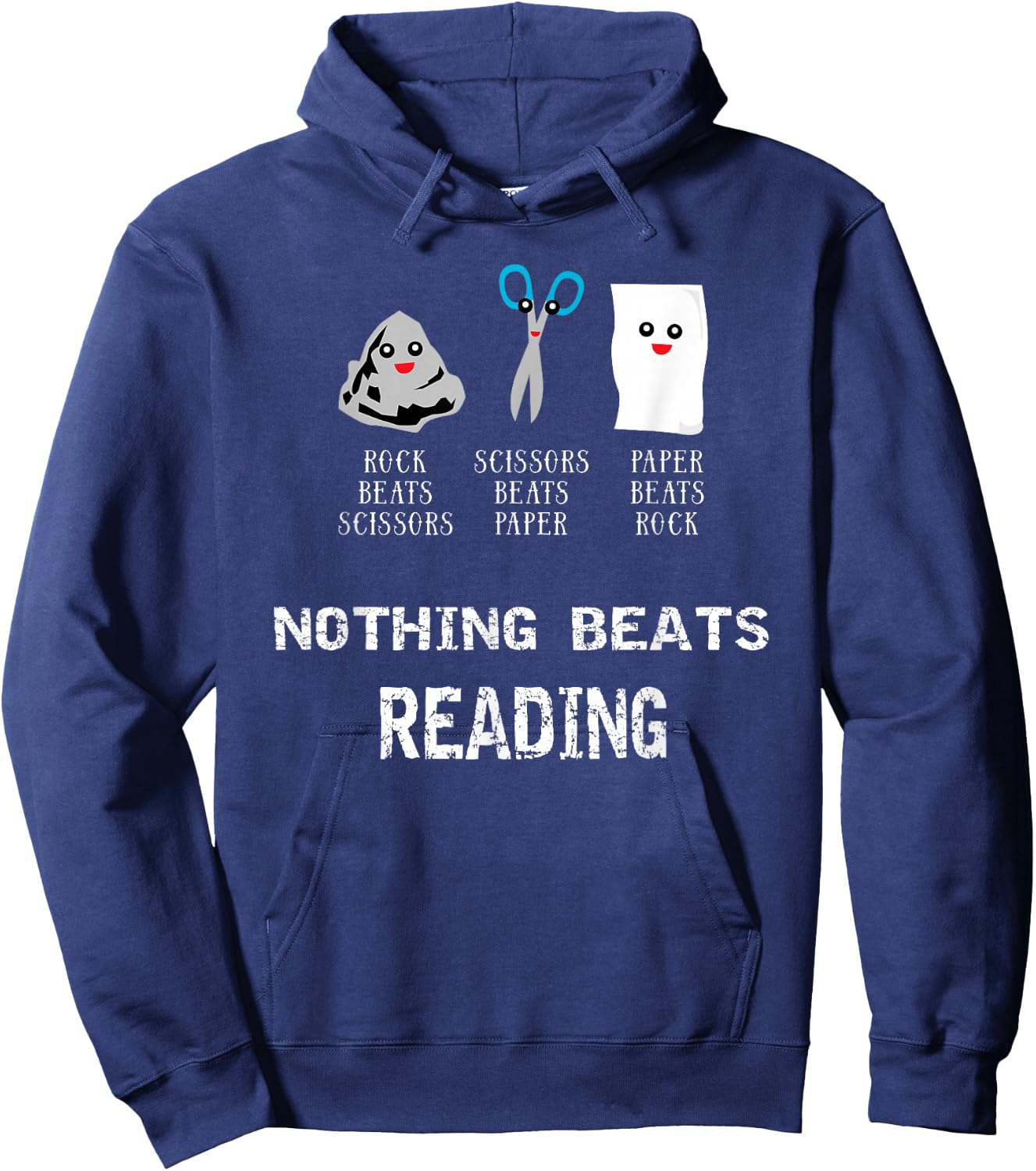 Rock Paper Scissors Reading Cool Hobby Book Lovers Gifts Hoodie - Hoodie | Navy
