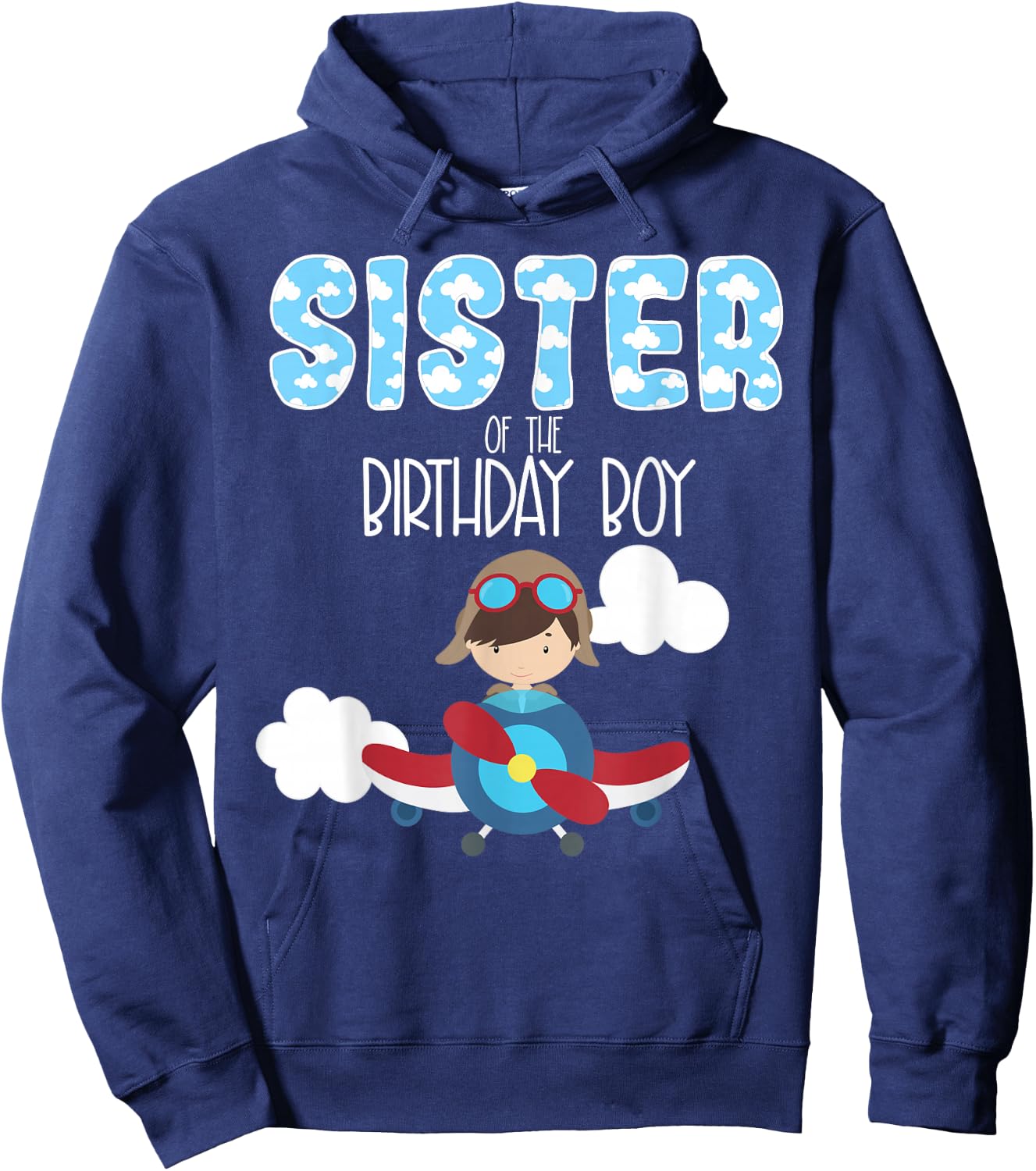 Sister Of The Birthday Boy Airplane Pilot Flying Hoodie - Hoodie | Navy