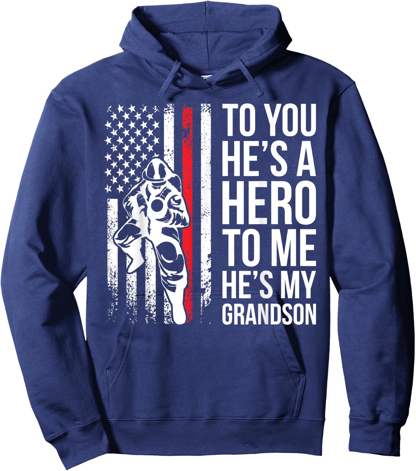He's My Grandson Grandpa Of A Firefighter Grandpa Hoodie - Hoodie | Navy