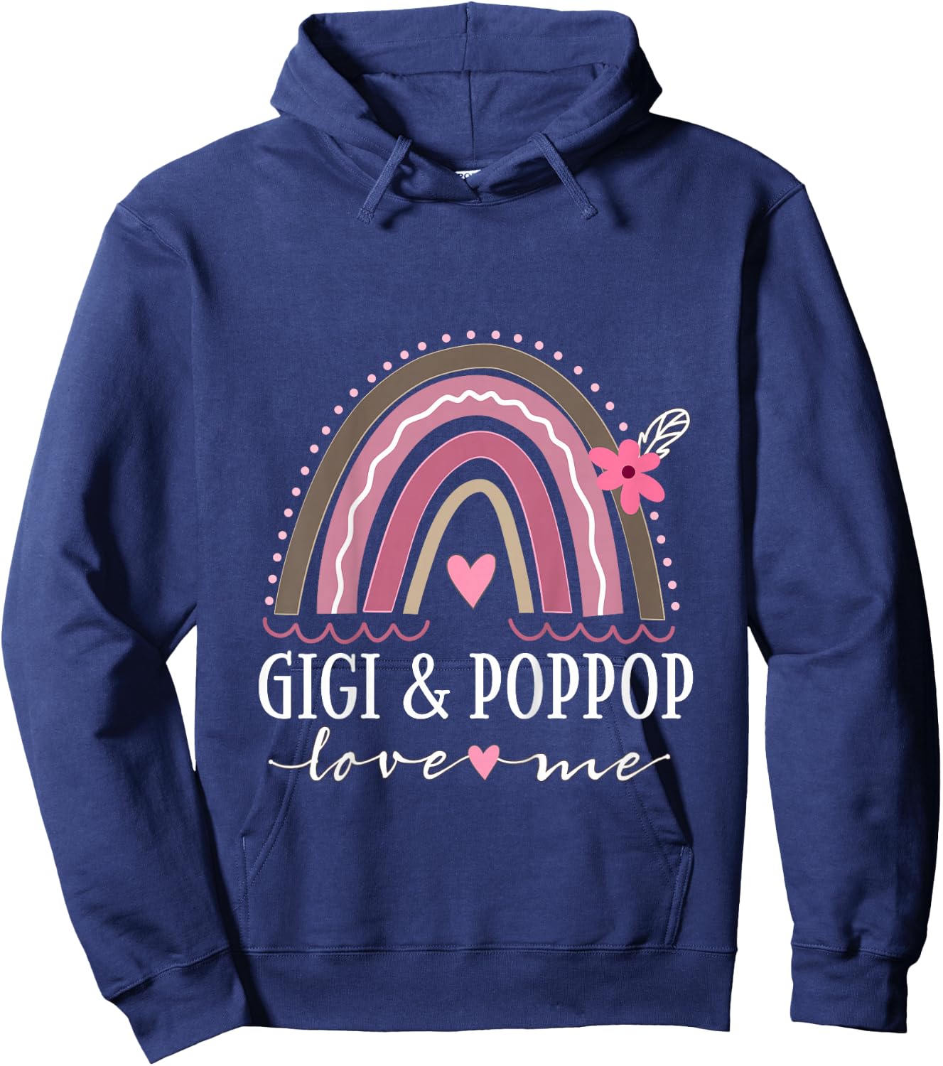 Kids Gigi and PopPop Love Me Girls Granddaughter Boho Rainbow Hoodie - Hoodie | Navy