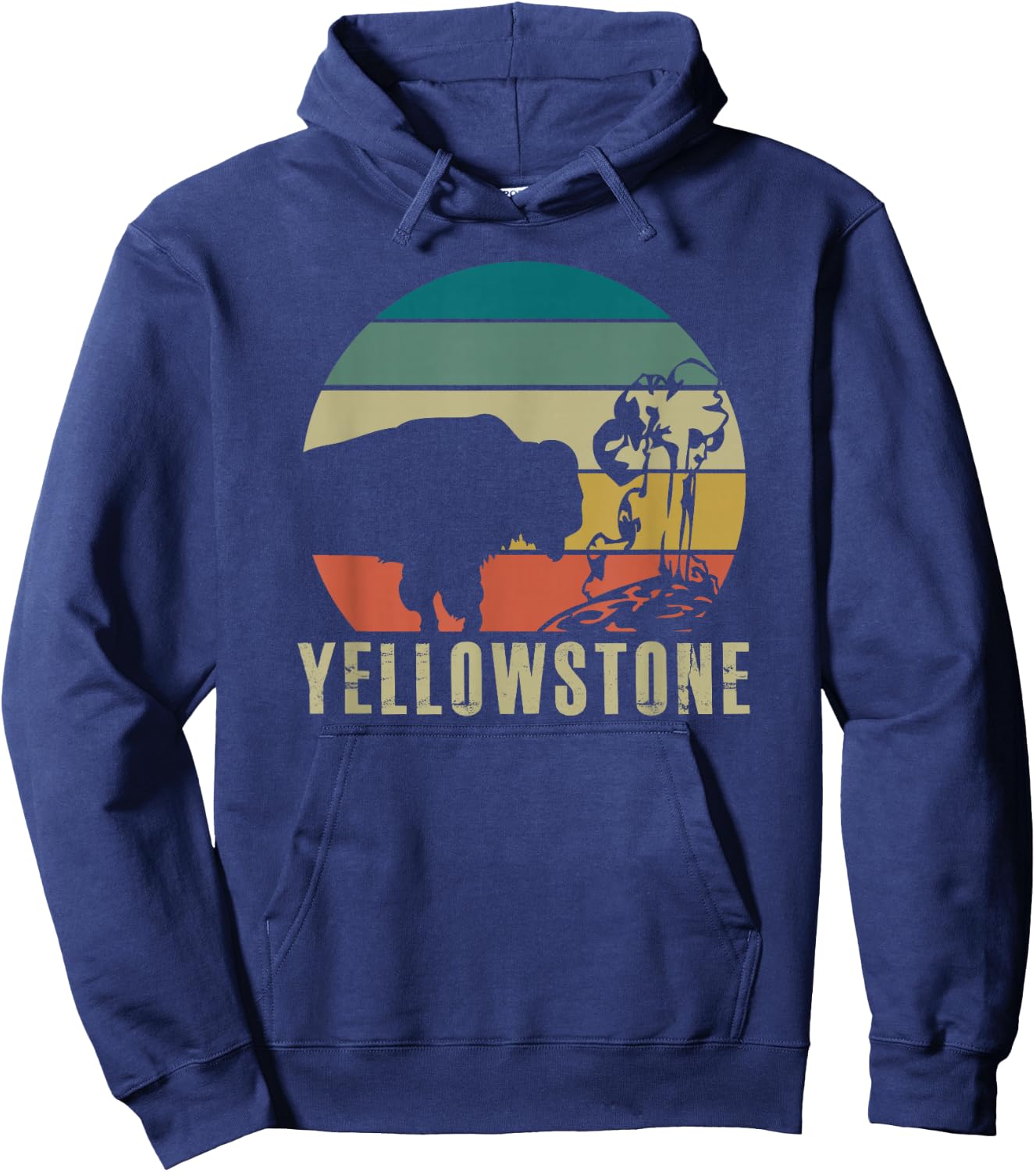 Yellowstone National Park Vintage Buffalo Bison Retro Gift Hoodie - Hoodie | Navy